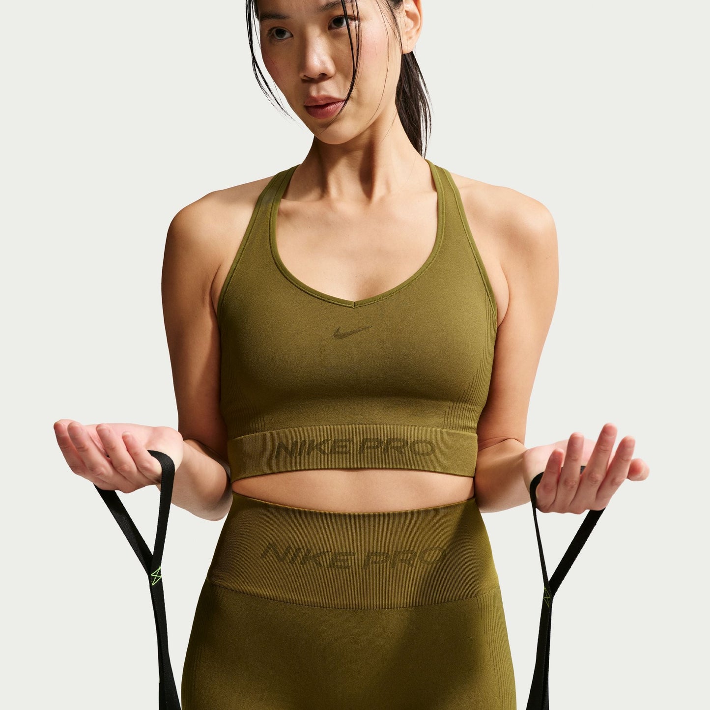 Nike Womens Pro Seamless Cropped Tank Top - Olive Denim Exchange