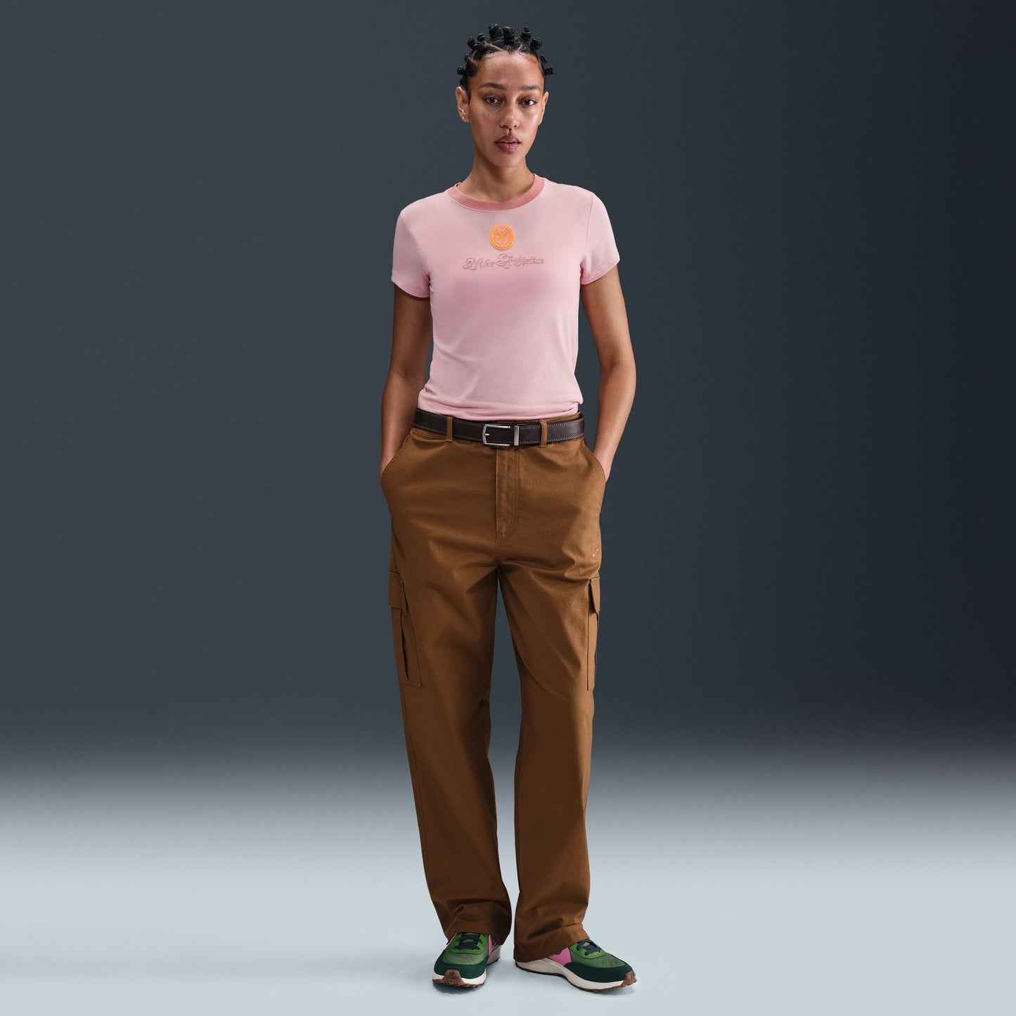 Nike Womens Sportswear Chill Cropped Knit Tee - Pink Glaze Denim Exchange