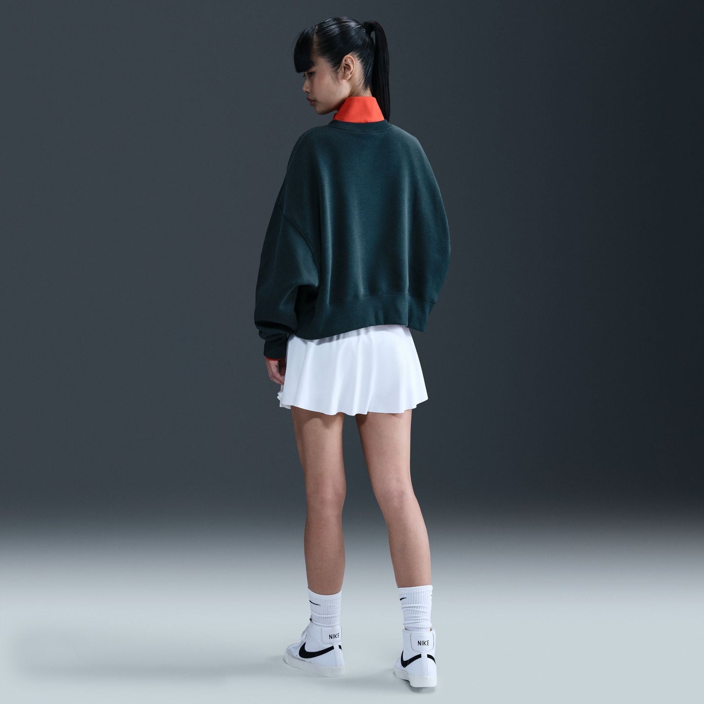 Nike Womens Phoenix Fleece Cropped Crewneck - Armory Navy Denim Exchange