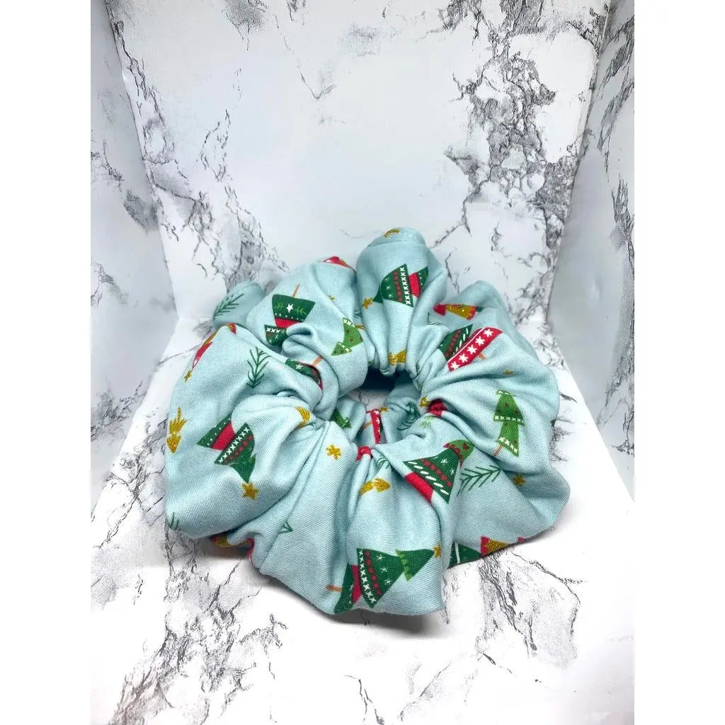 Blue Glitter Christmas Trees Christmas Scrunchie Enchanted Scrunch