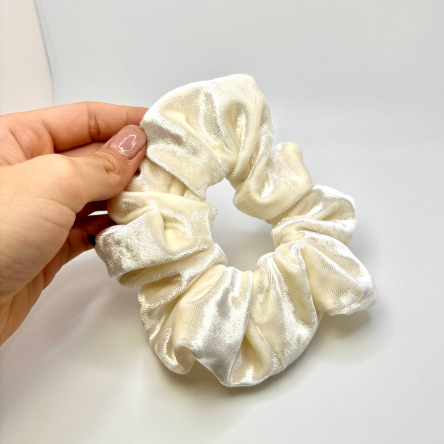 Mini Ivory Crushed Velvet Christmas Scrunchie Enchanted Scrunch