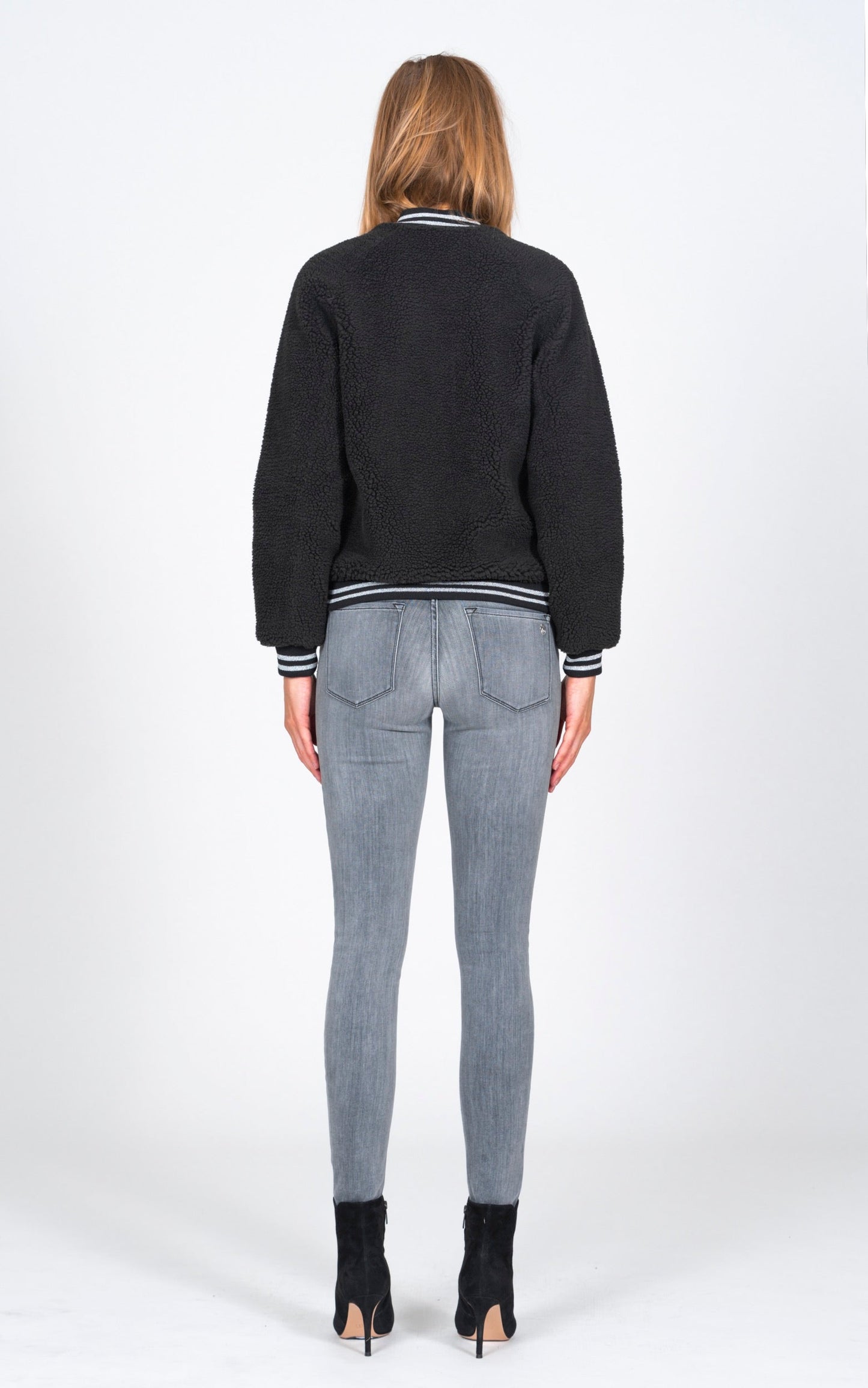 Varsity Jacket - Black Sherpa Black Orchid Denim