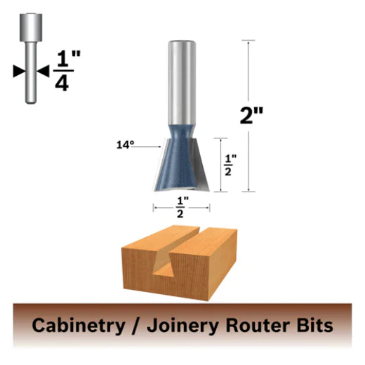 BOSCH 84703MC 14å¡ x 1/2 In. Carbide Tipped Dovetail Bit (Router Bit) VM Hardware