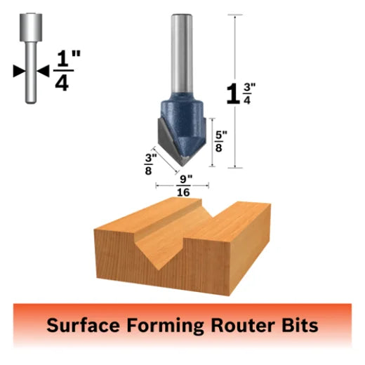 BOSCH 85219MC 90å¡ x 9/16 In. Carbide Tipped V-Groove Bit (Router Bit) VM Hardware