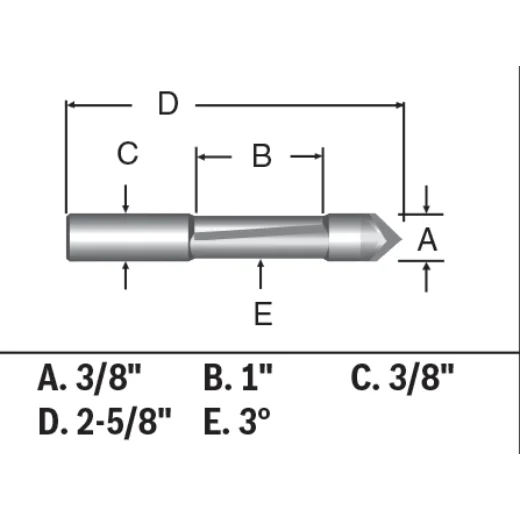BOSCH 85245SMC 3/8 In. x 1 In. Carbide-Tipped Single-Flute Shear Angle Pilot Panel Router Bit VM Hardware