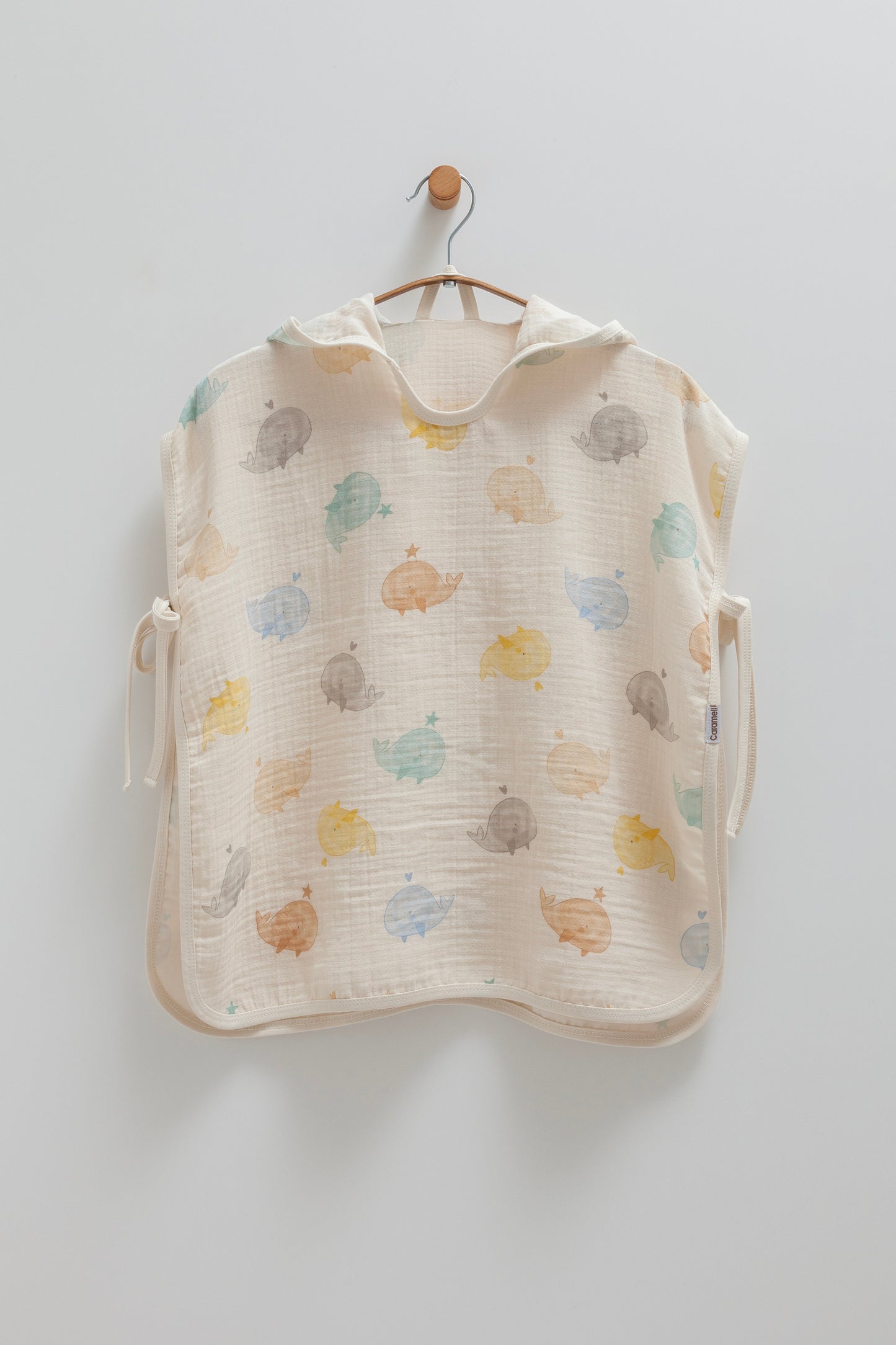 Whale Muslin Poncho- Beige Honey and Hive
