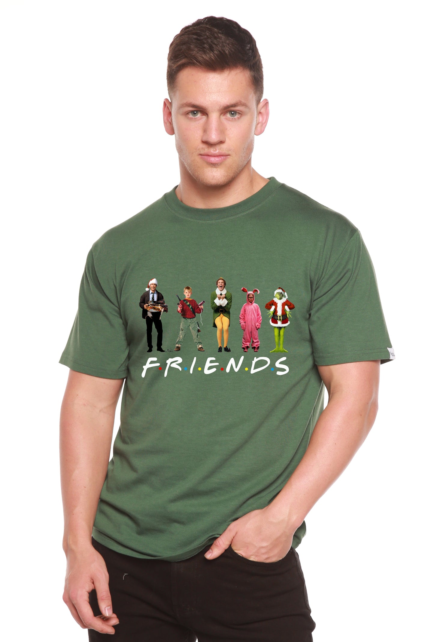 Funny Christmas Movies Printed Men's Bamboo T-Shirt Spun Bamboo