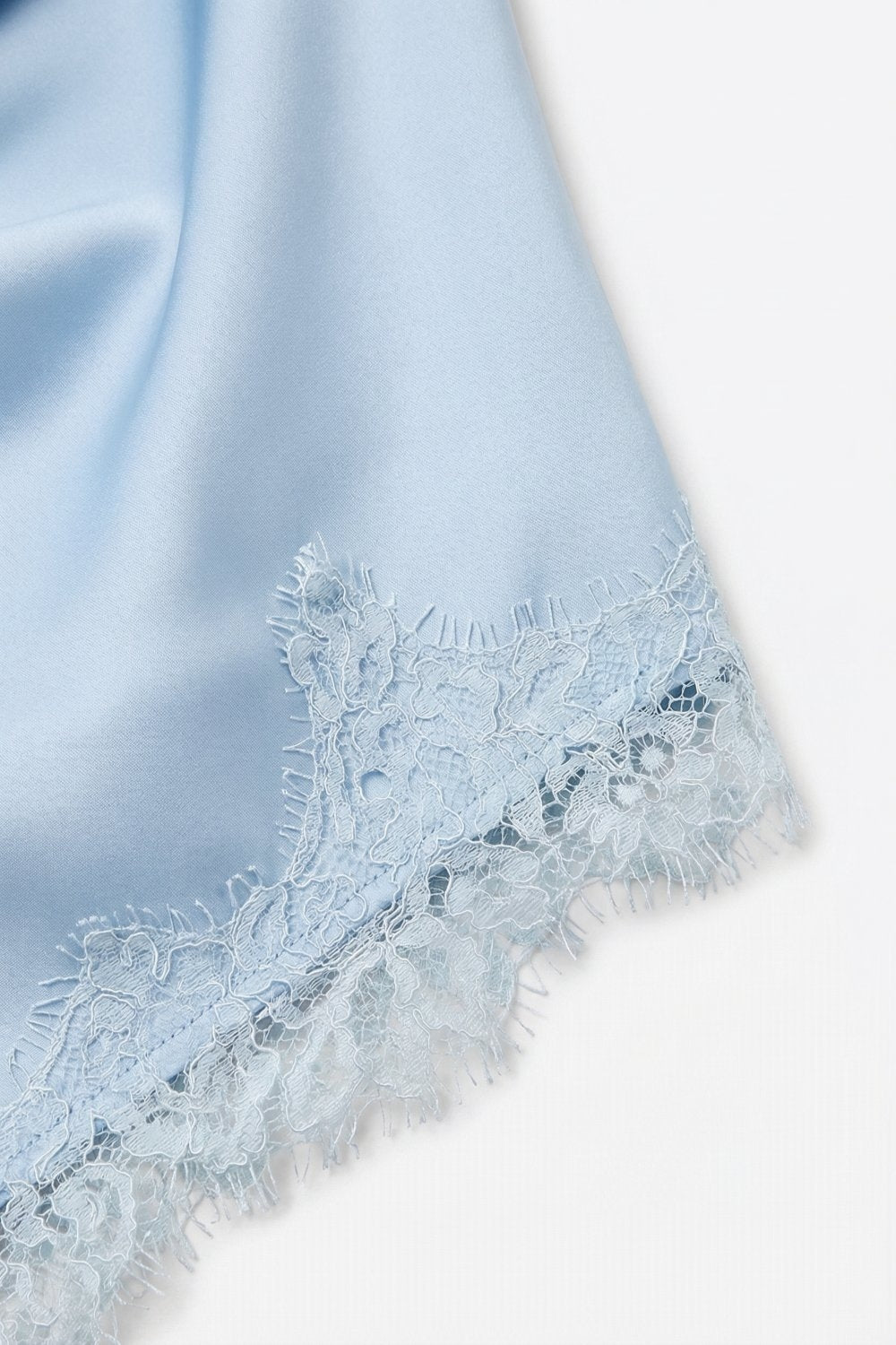 Baby Blue Satin Draped Asymmetric Hem Top Q2store