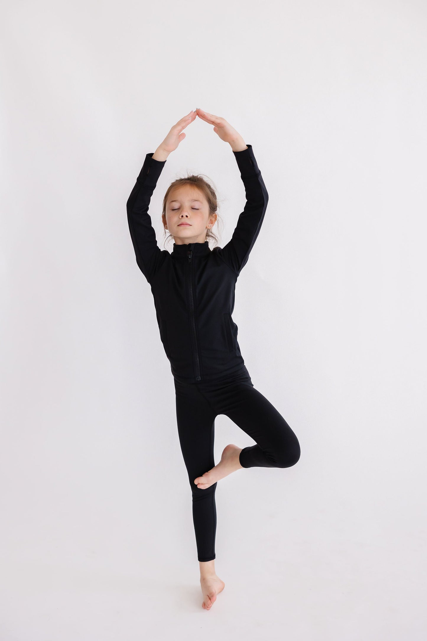SALE Balanced Black Full-Zip Ruffle Active Jacket