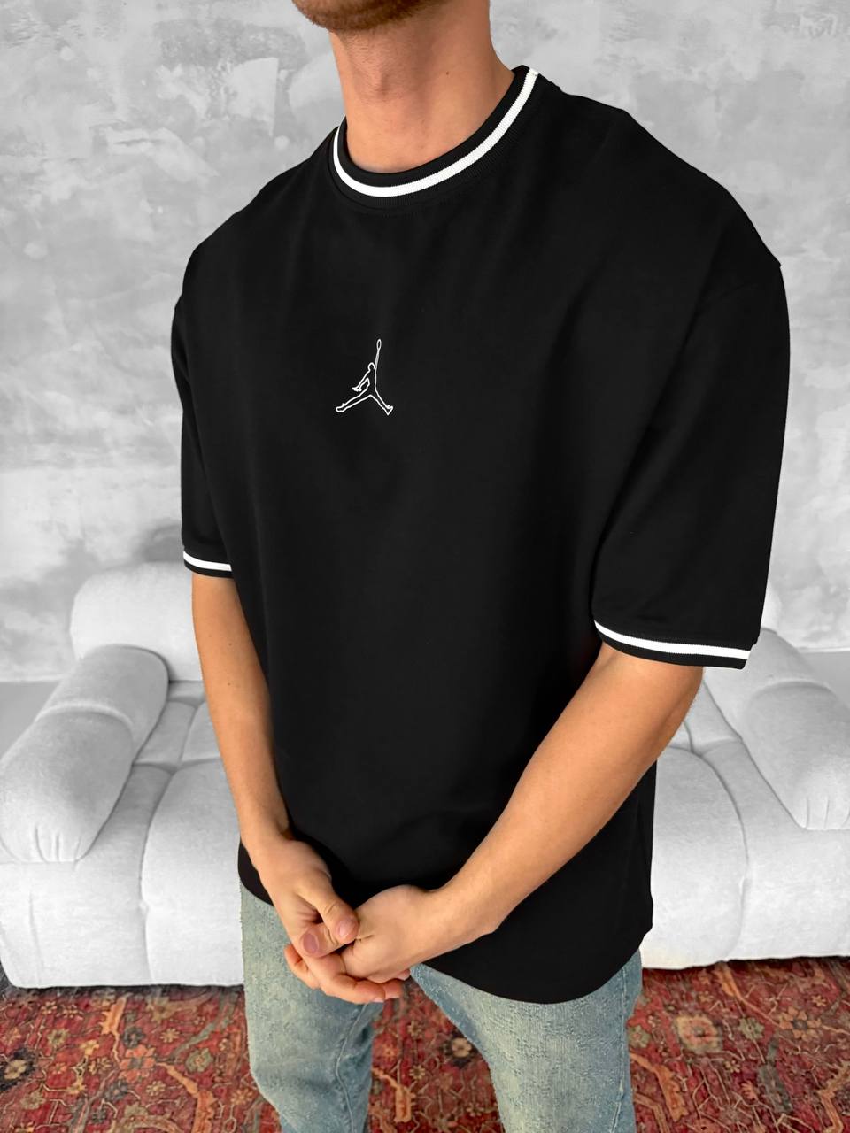 Jordan Logo Contrast Collar Cotton Tee Withinblack