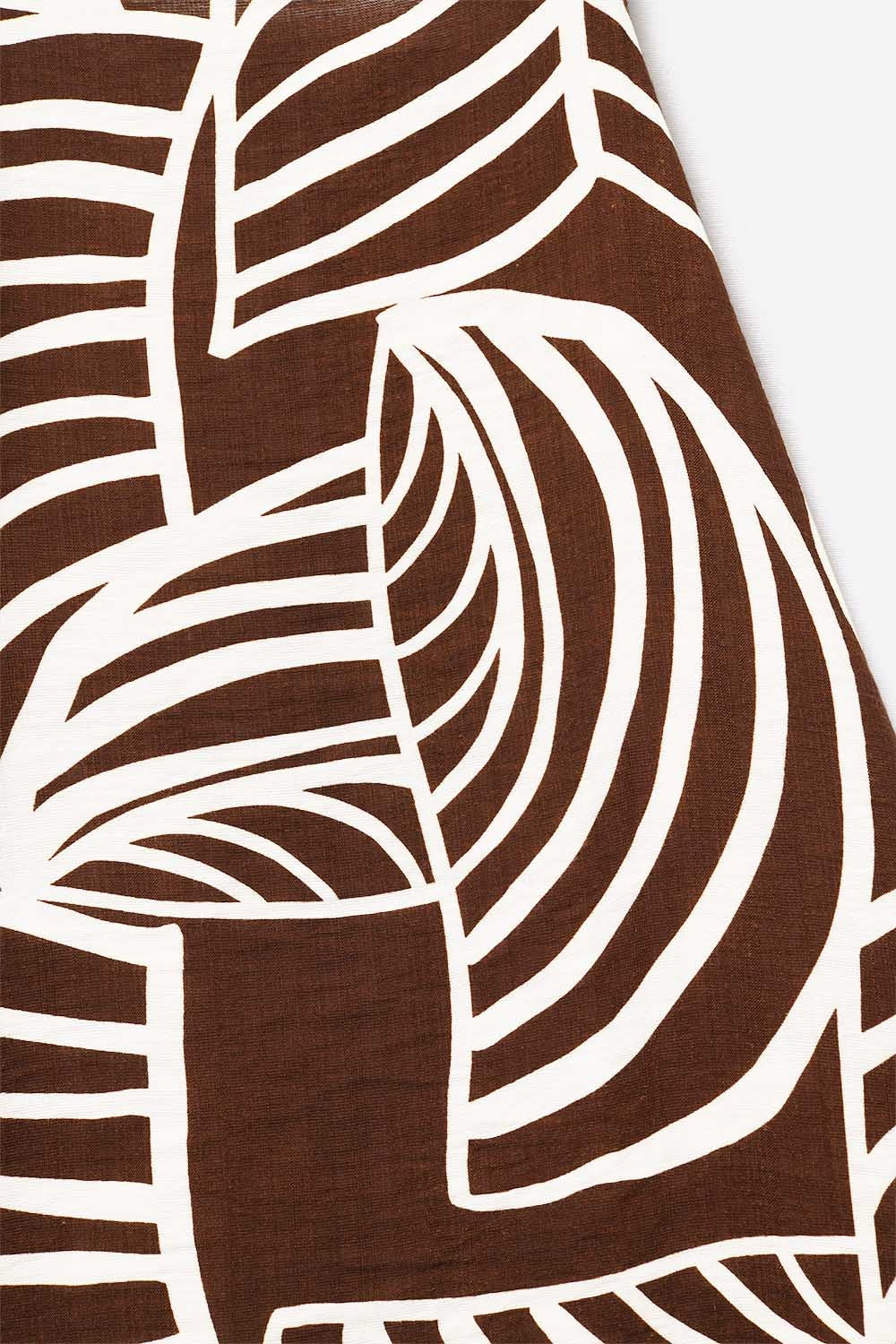 Brown Sleeveless Halter Top with White Leaf Print Q2store