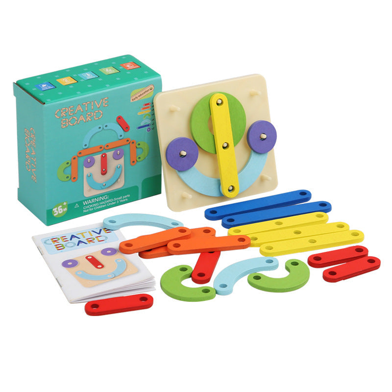 Children's Montessori Geometry Puzzle Creative Versatile Nail Board Early Education Wooden Puzzle Fun Toy