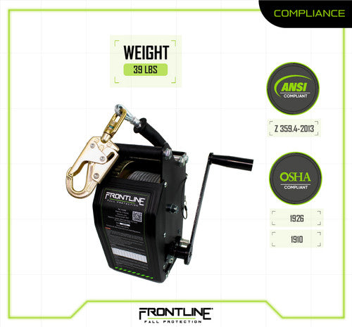 Frontline RUW60 MEGApod 60' Confined Space Winch with Galvanized Steel Cable VM Hardware