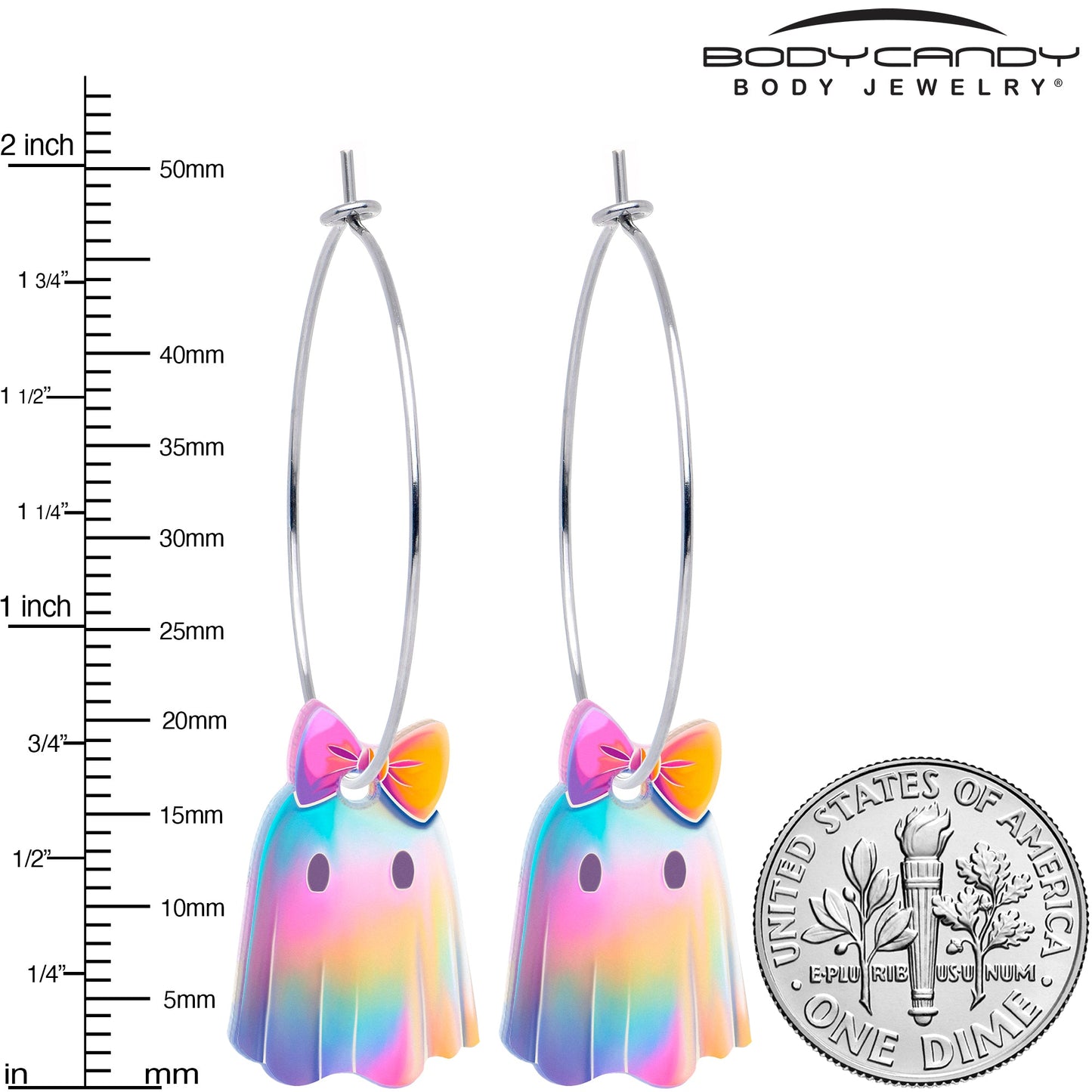 Iridescent Ghost Girl Hoop Earrings by Onyx O BodyCandy