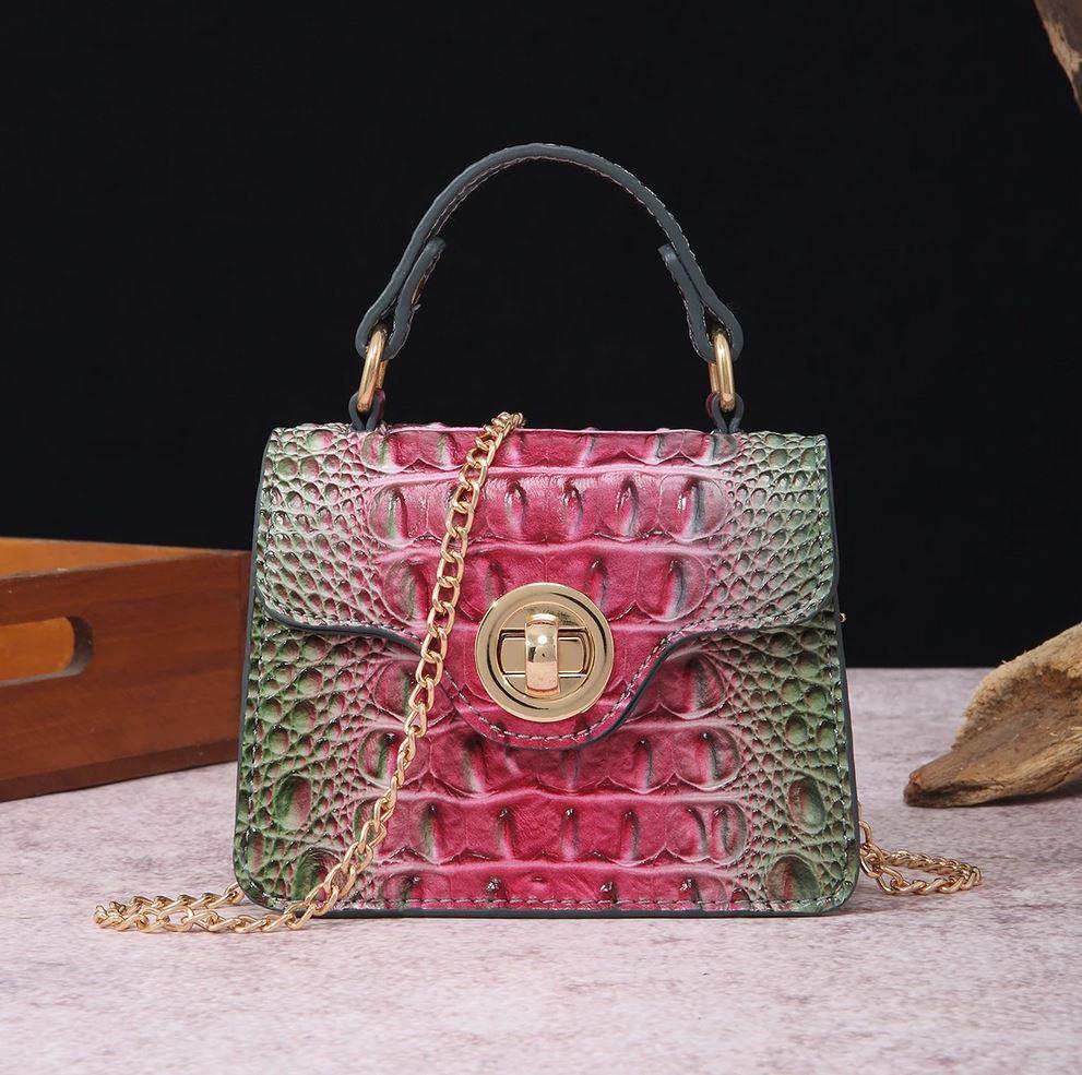 Crocodile Print Leather Handbag | Luxury Handcrafted with Locking Flap Country in My Heart