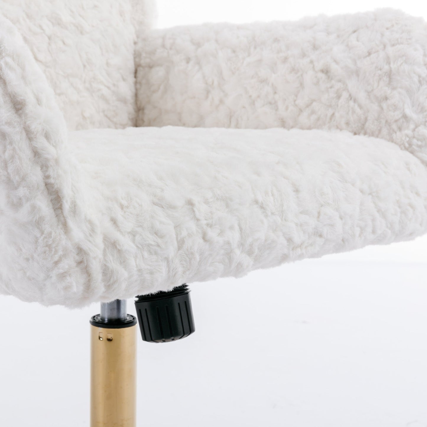 Artificial rabbit hair gold metal base home office chair adjustable chair rotating office chair, dressing chair (beige) V.I.P Digital Presence