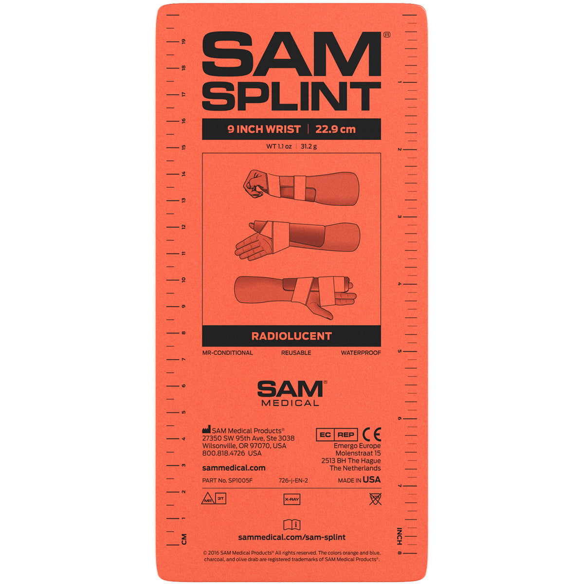 Sam Splint - 9" , 1 each quakekits.com