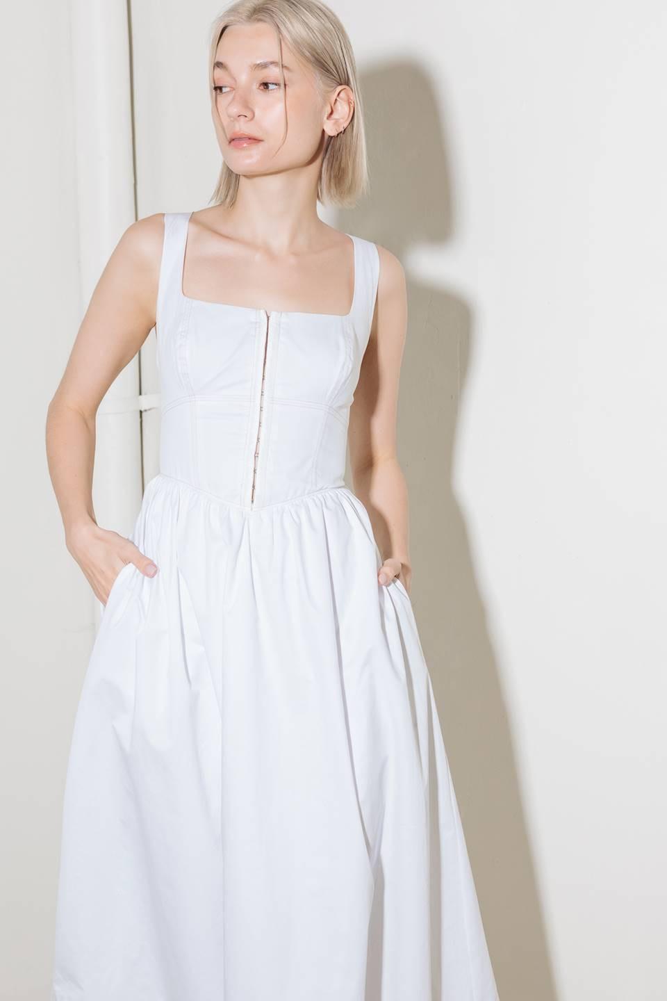 CATCH THE SUN IN WHITE WOVEN MIDI DRESS Flying Tomato