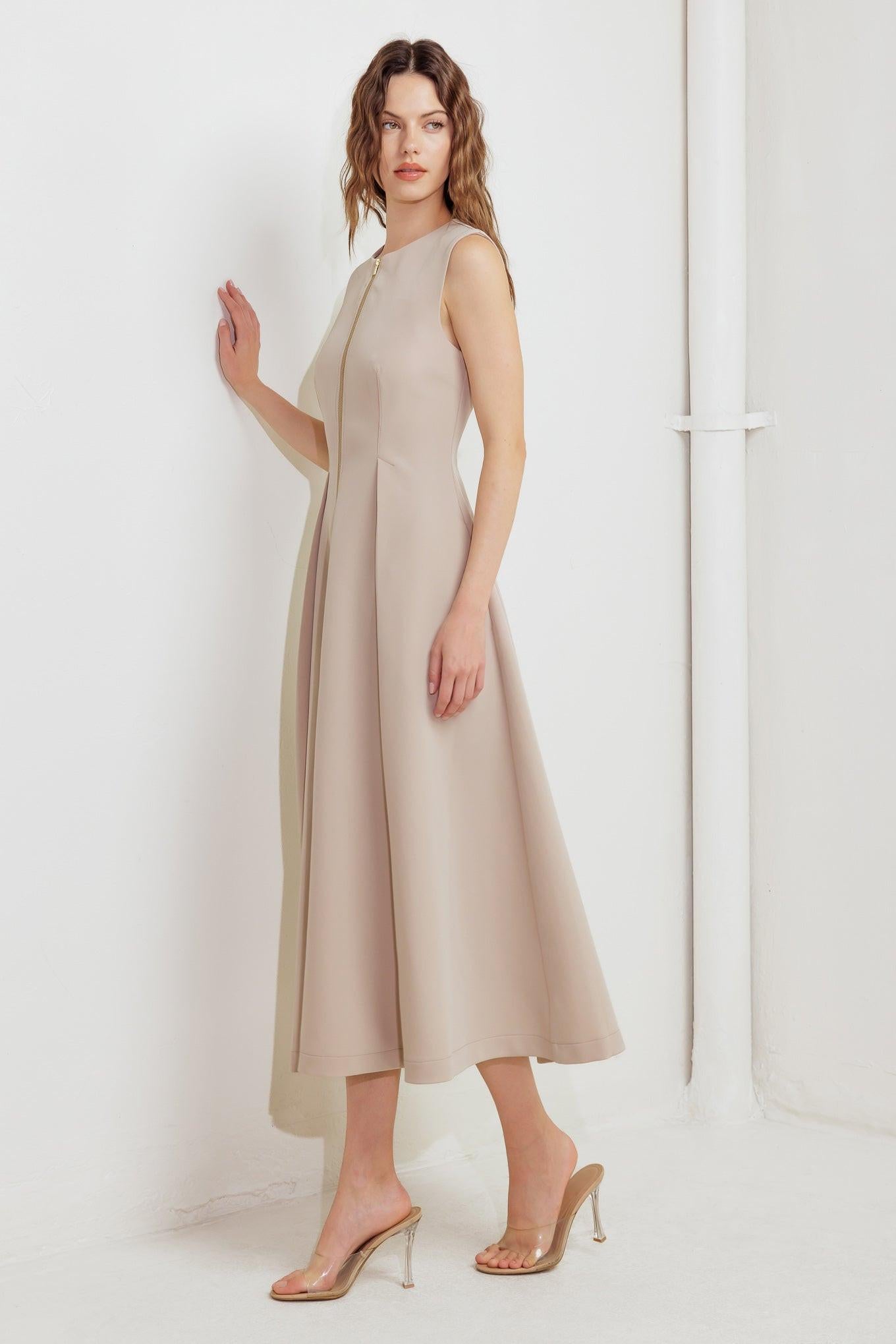 ZIP & FLOW WOVEN MIDI DRESS Flying Tomato