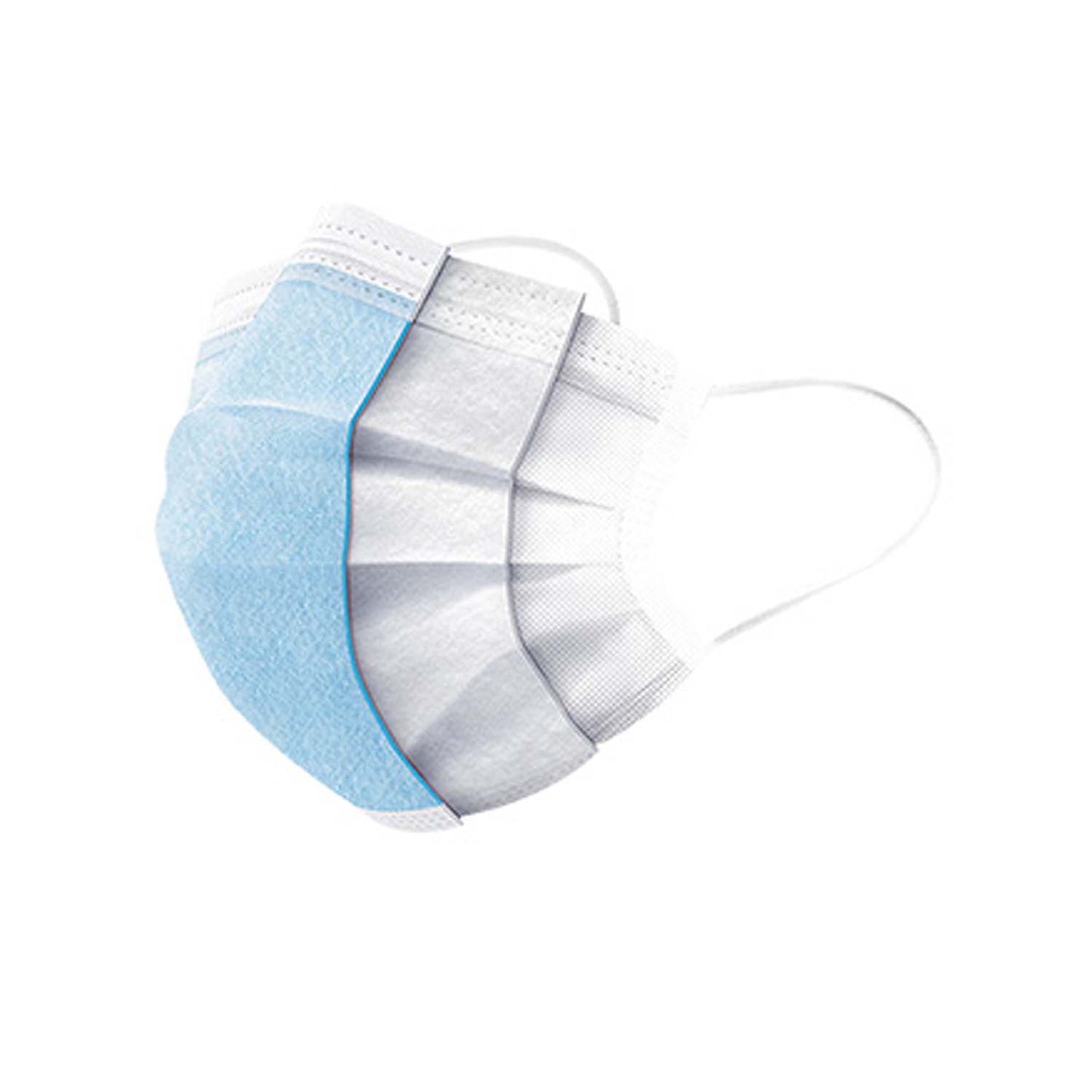 Disposable 3-ply Face Mask with Ear Loop, blue, Box of 50 quakekits.com