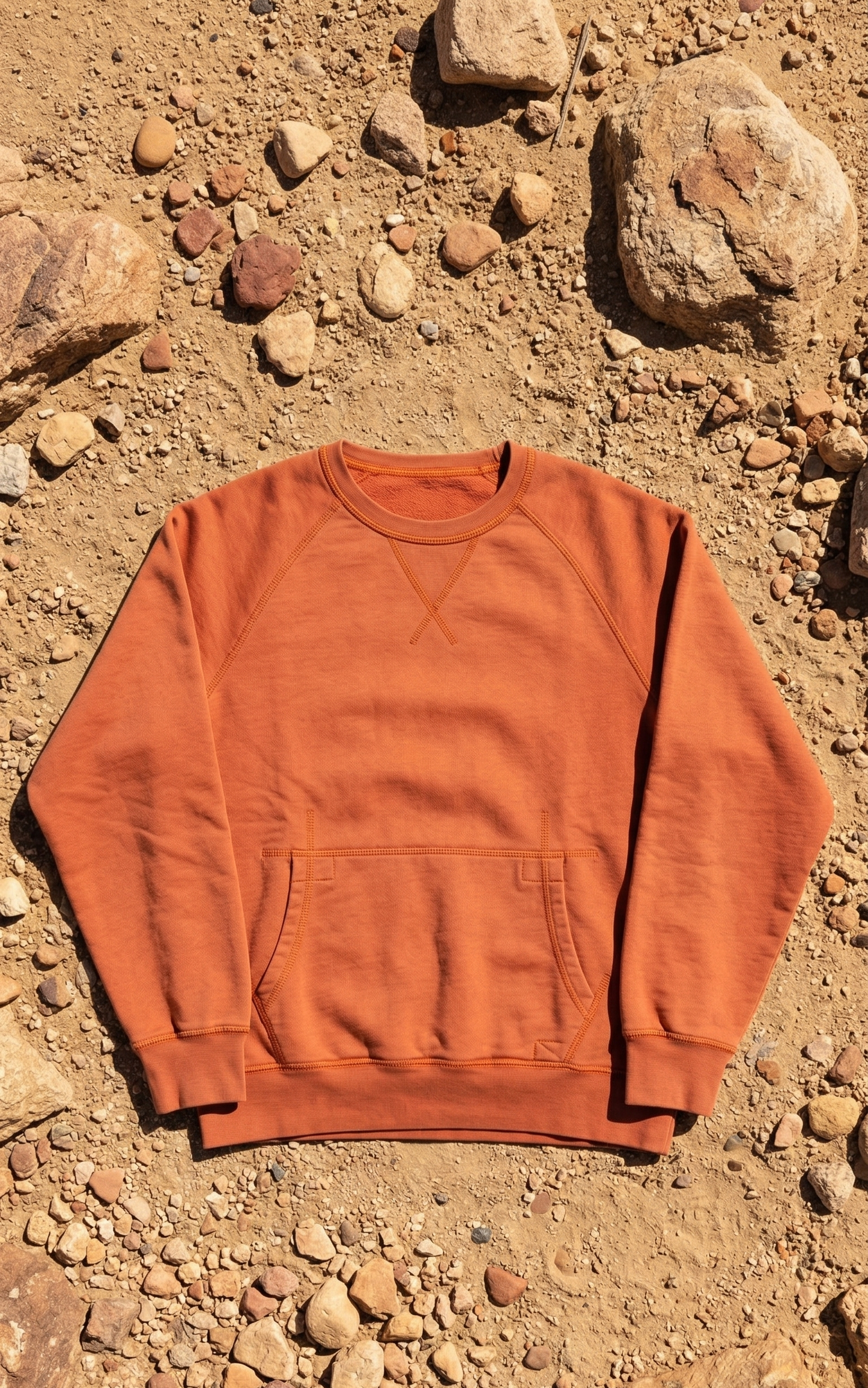 Premium Men's Terracotta Orange Raglan Sleeve Sweatshirt | 80% Cotton Blend Crewneck Tinyloverclothing