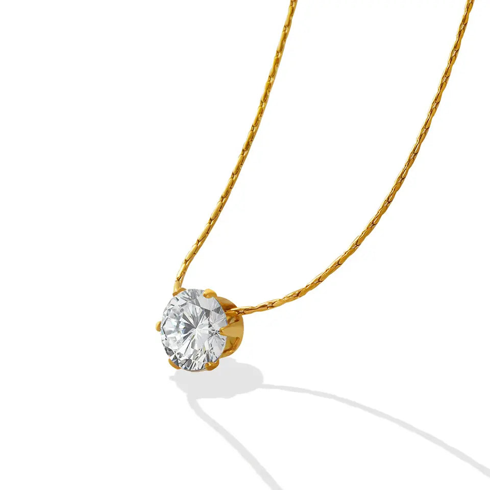 Single Zircon Diamond Pendant Necklace LUNAR VINES
