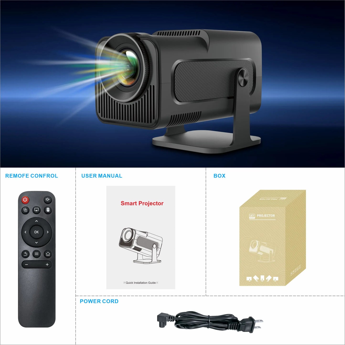 HY320 Mini Hd Home Theater Projector Mini Projector 4k Android Smart bluetooth Wi-fi Portable Outdoor Travel Projector 4K NovaCart
