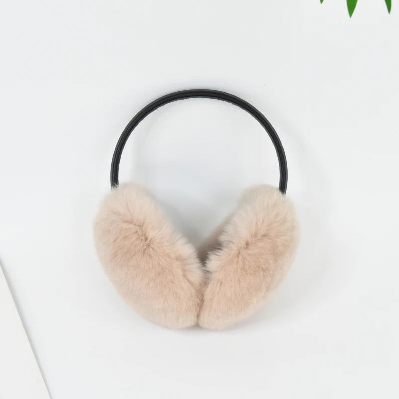 RTS Luxury Real Rex Rabbit Fur Ear Muffle Women's Winter Outdoor Warm Earmuffs Fashion Soft Earflap Ear Cover NovaCart