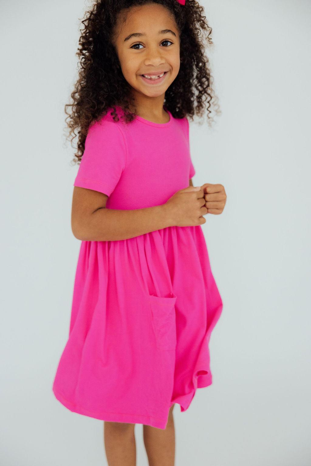 Hot Pink S/S Pocket Twirl Dress Mila & Rose ®
