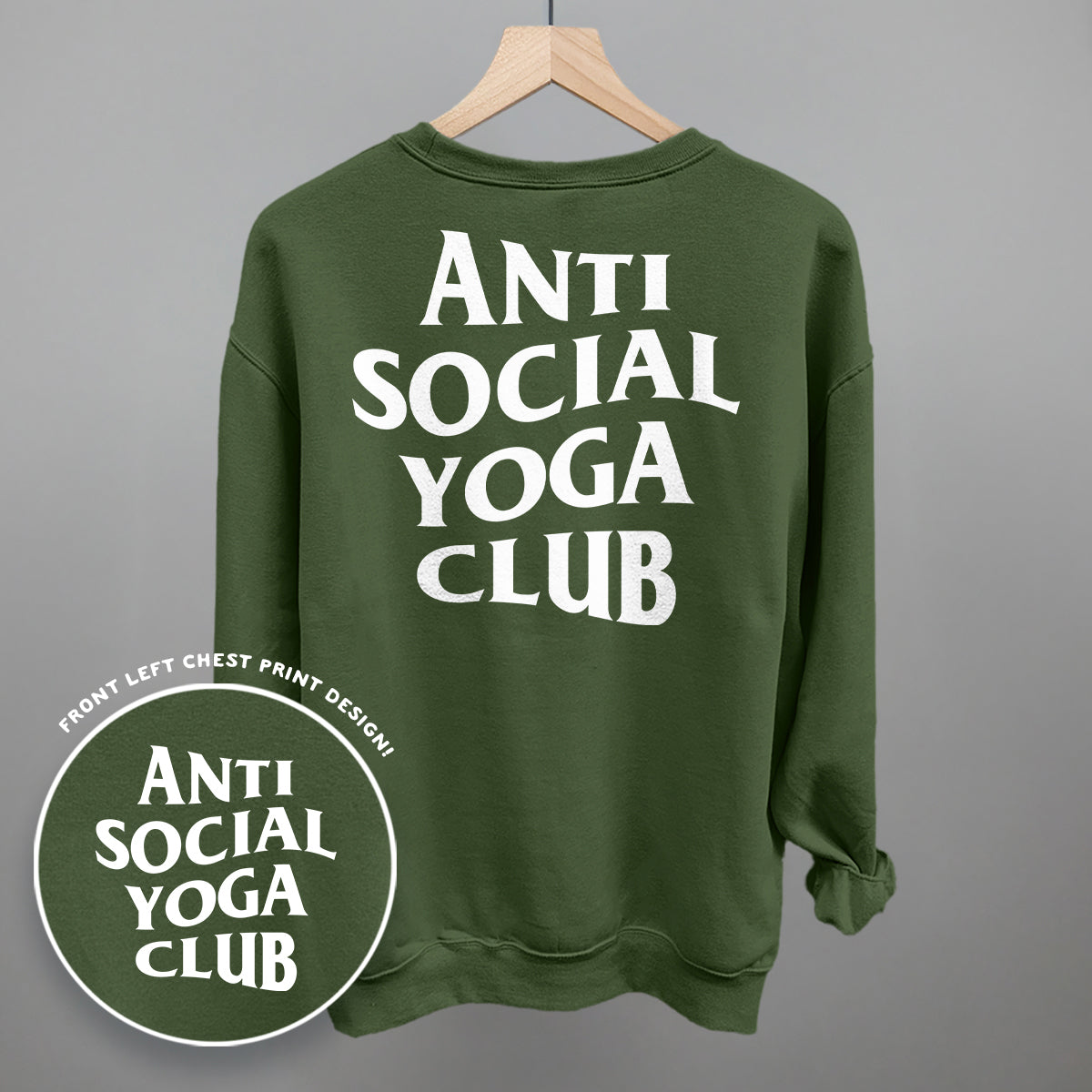 Anti Social Yoga Club (White) (Back Print) Ivy + Cloth