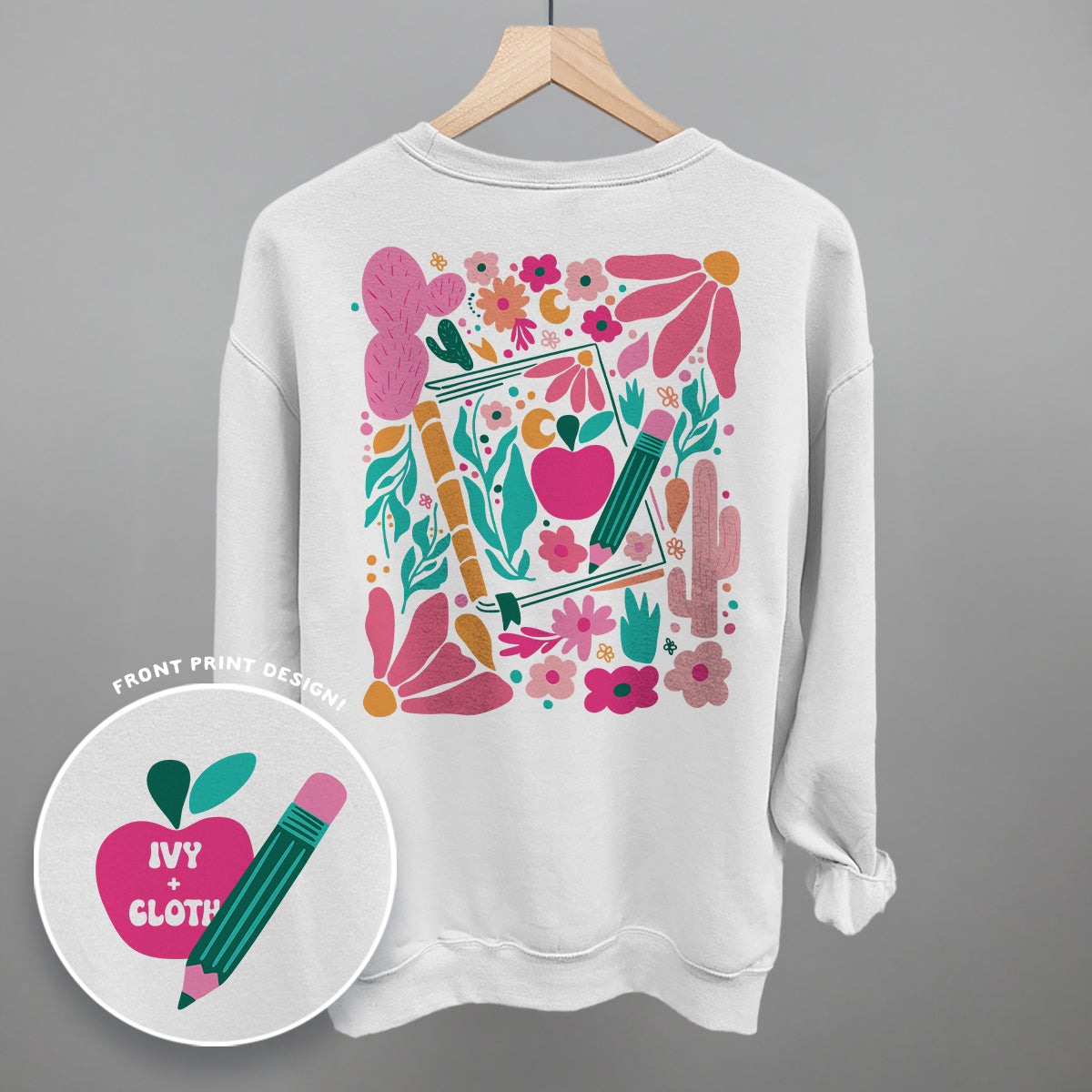 Abstract Floral Teacher Doodle (Back Print) Ivy + Cloth