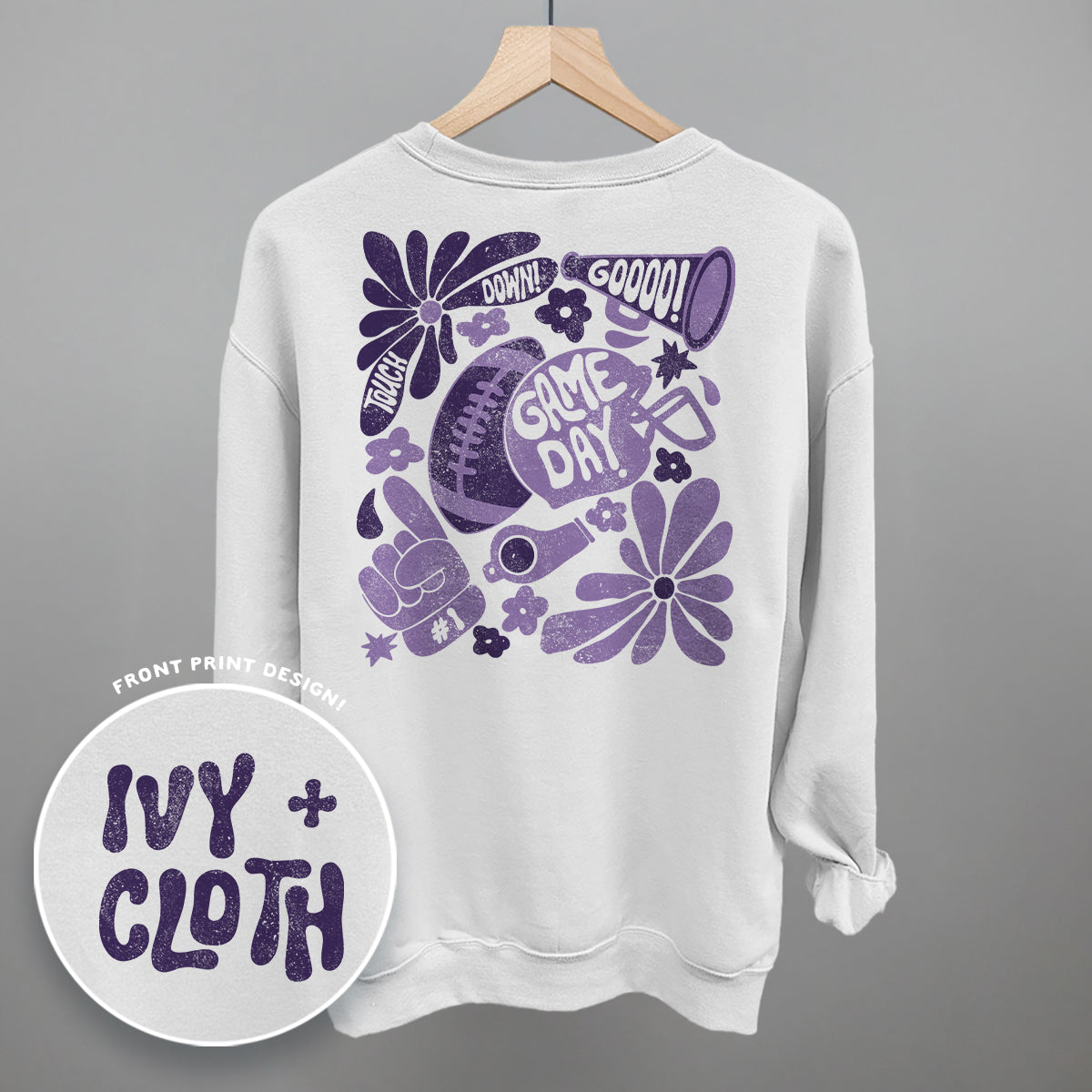 Floral Game Day Purple (Back Print) Ivy + Cloth