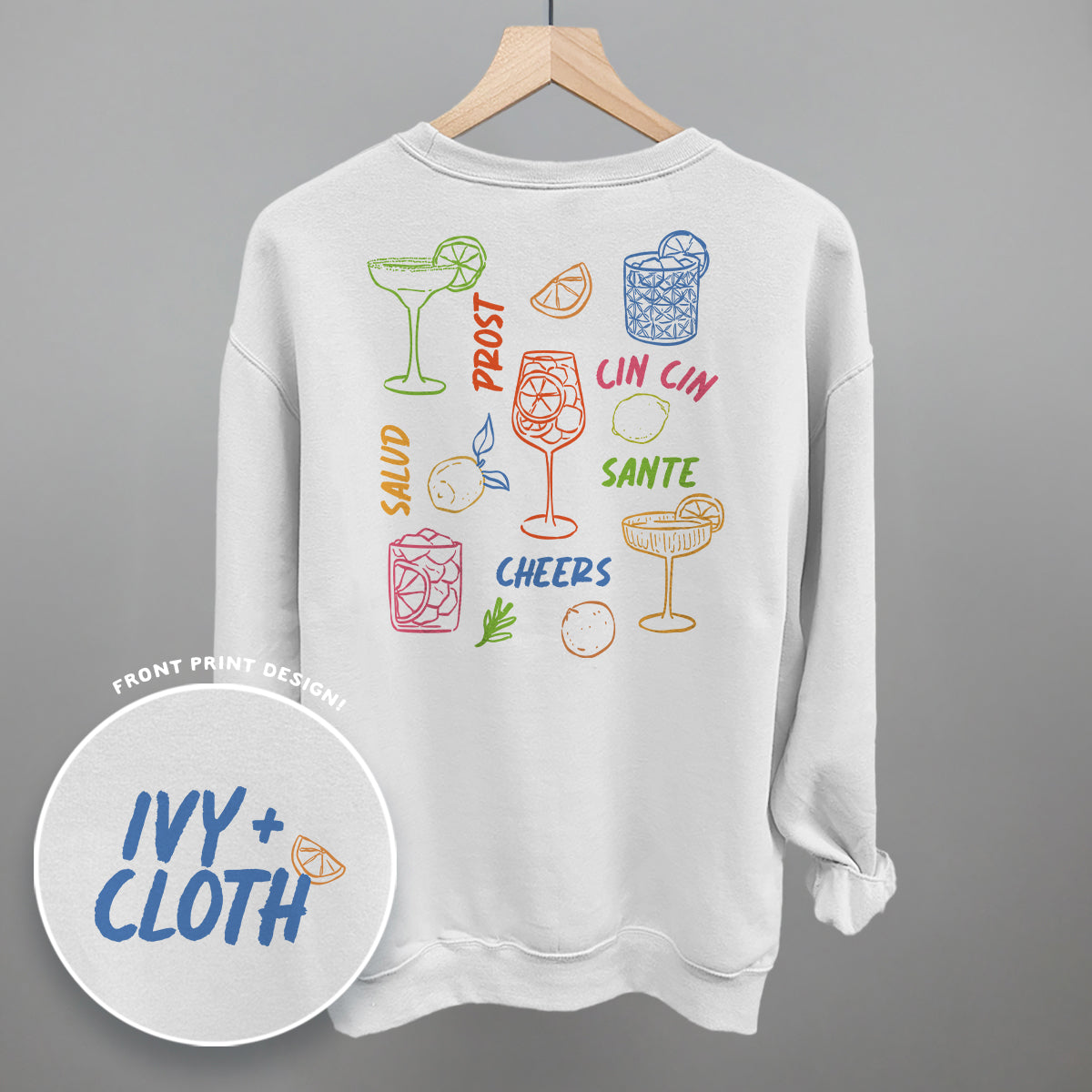 Cheers Cocktail Doodles (Back Print) Ivy + Cloth