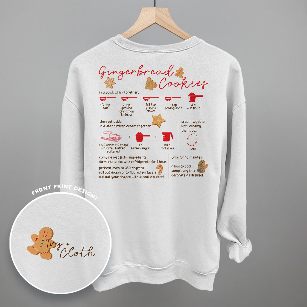 Gingerbread Cookie Recipe (Back Print) Ivy + Cloth