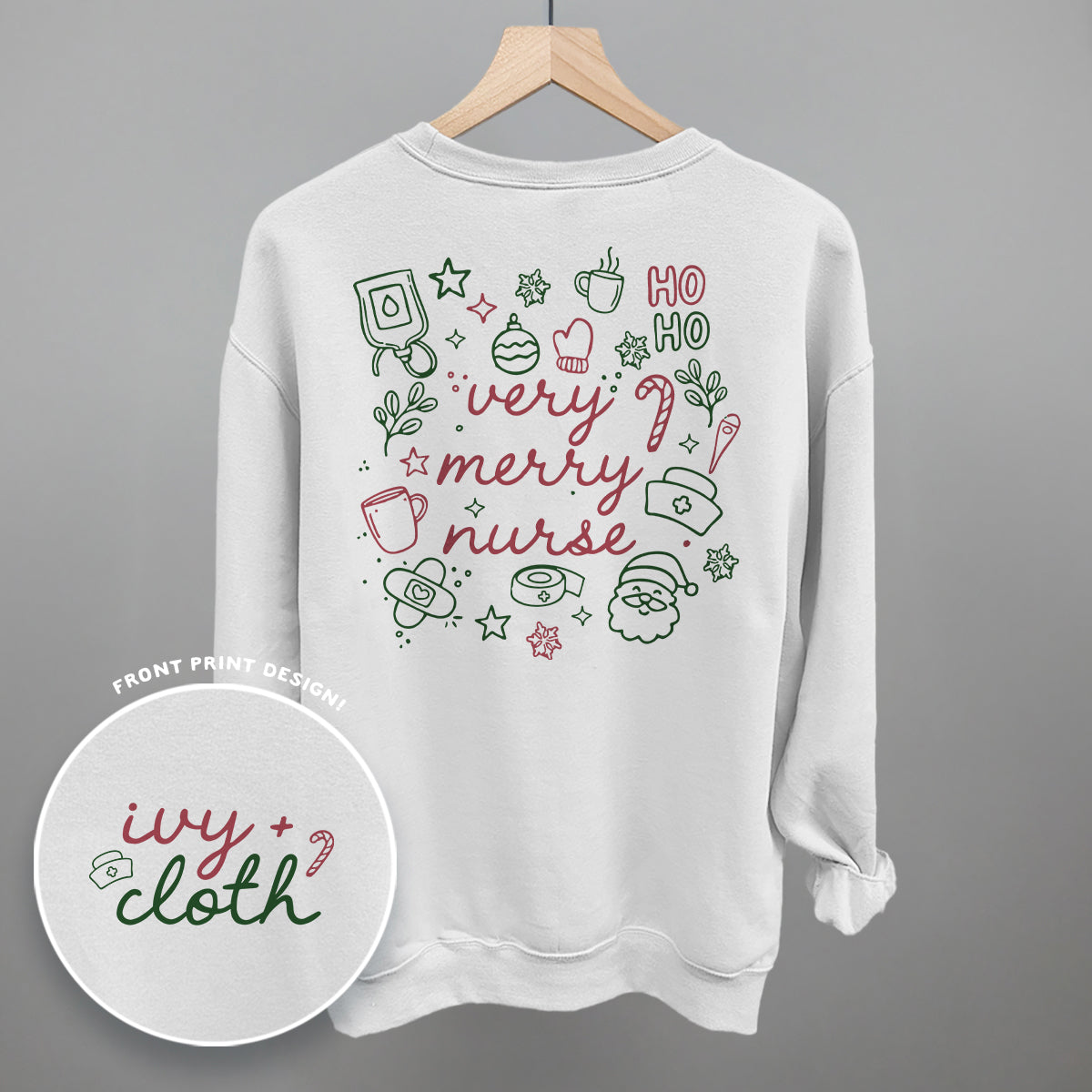Very Merry Nurse Doodles (Back Print) Ivy + Cloth