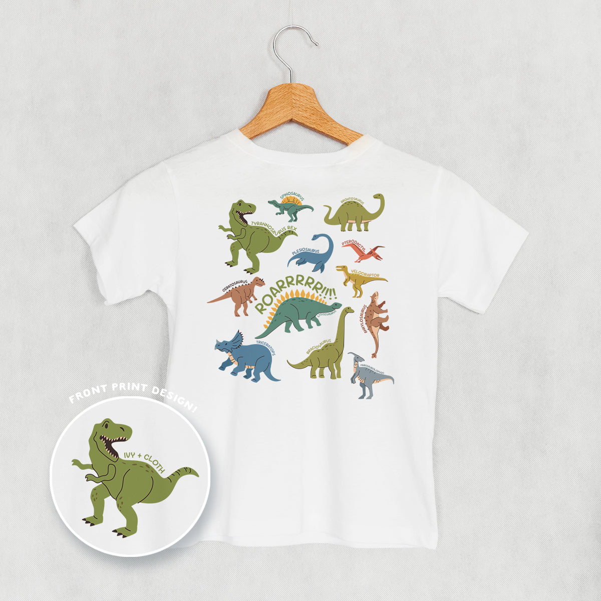 Dinosaur Doodles Blue/Green (Kids Back Print) Ivy + Cloth