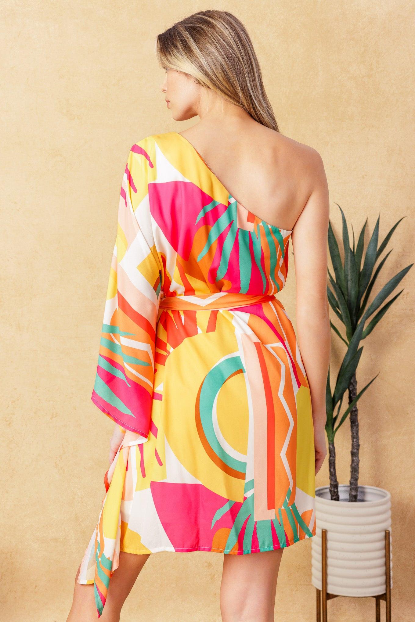 EASY WAY OUT WOVEN KAFTAN MINI DRESS Flying Tomato