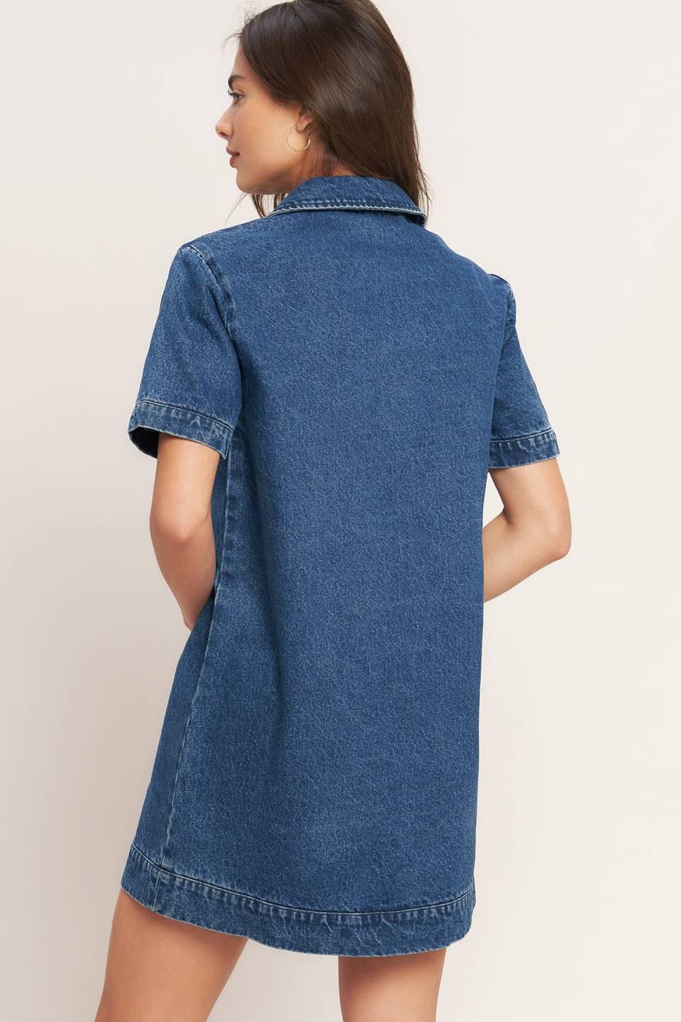 BLUE CANVAS DENIM MINI DRESS Flying Tomato