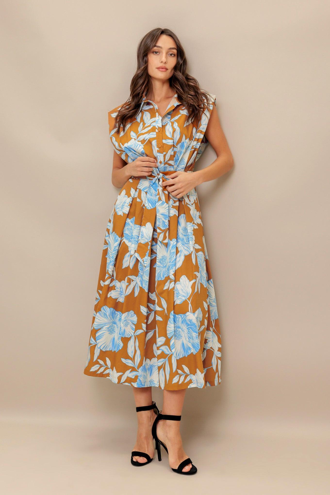 ISLAND FLARE WOVEN MIDI DRESS Flying Tomato
