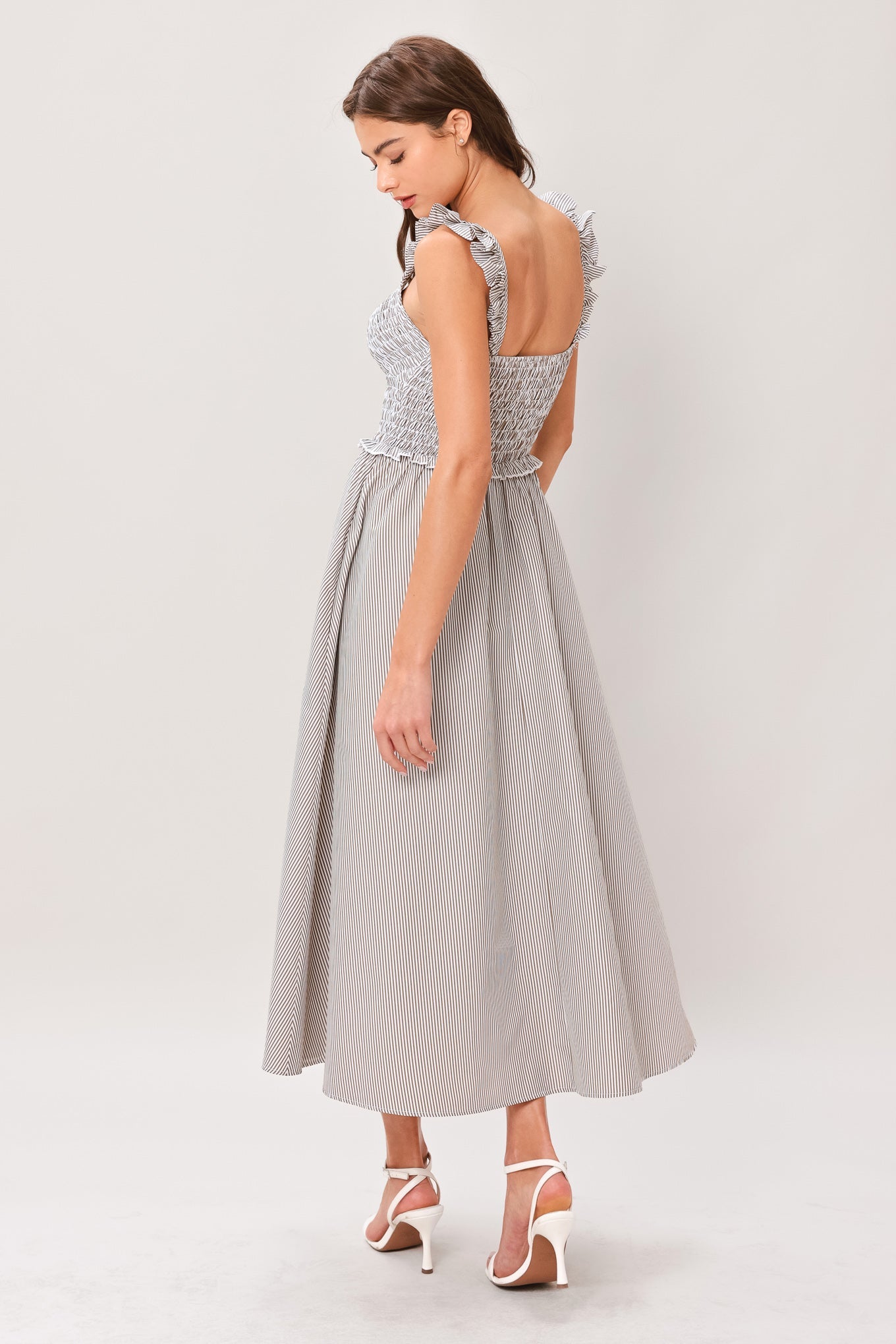 SWEET STRIPE WOVEN MIDI DRESS Flying Tomato