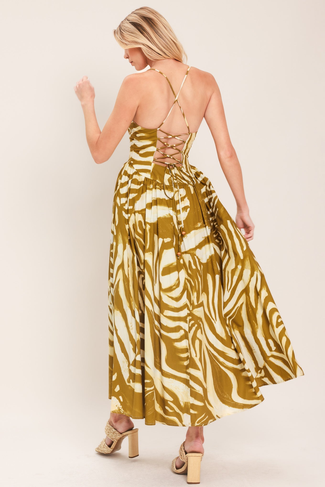 GOLDEN PALM ESCAPE WOVEN MIDI DRESS Flying Tomato