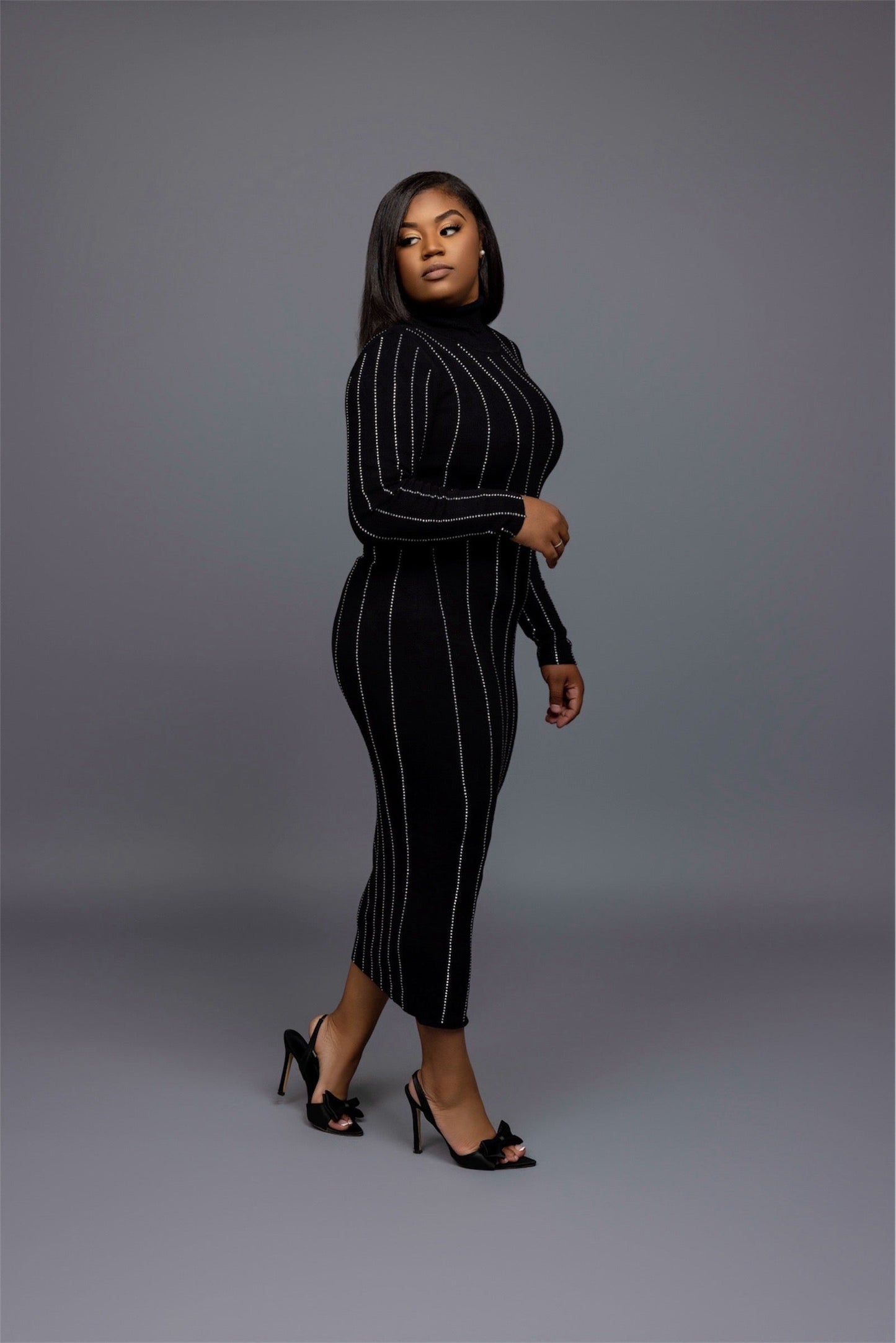 Black Sweater Dress with Embellishments The Bella Noire Store