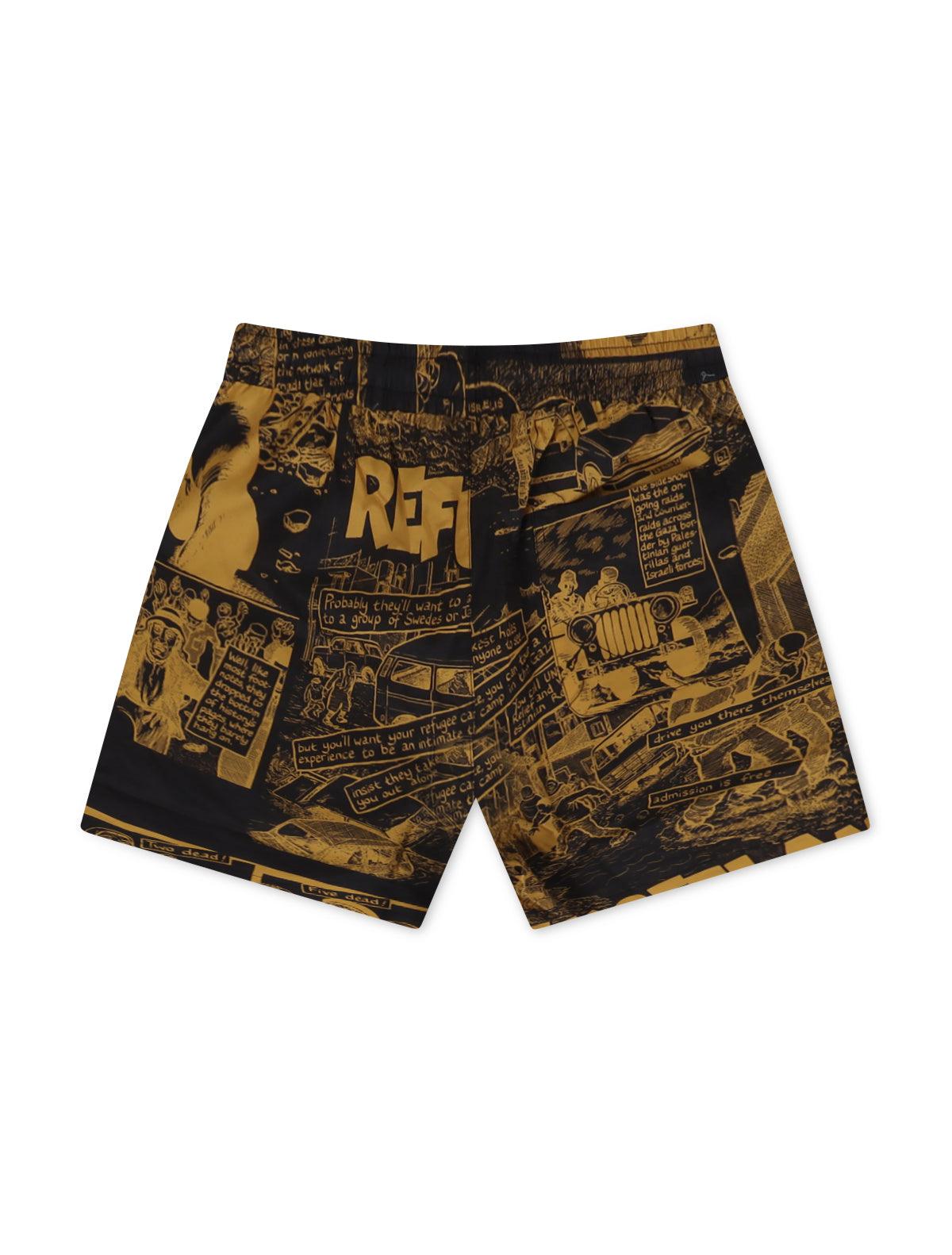 Trnchs Palestry Shorts - Yellow/Black Denim Exchange