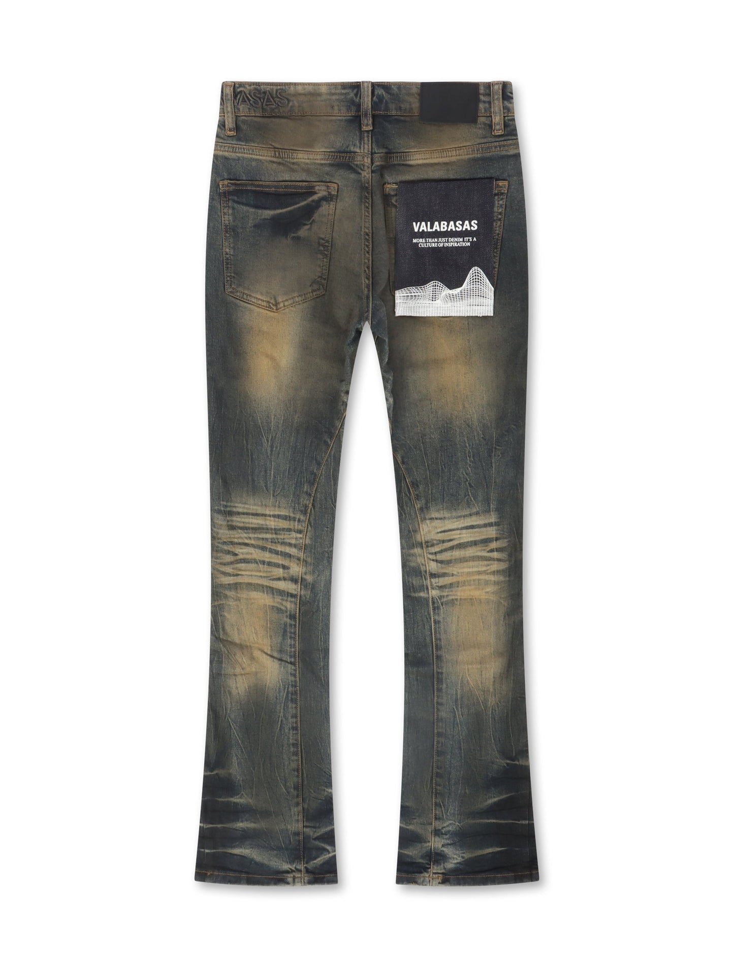 Valabasas Fax Stacked Denim Jeans - Yellow Vintage Blue Denim Exchange