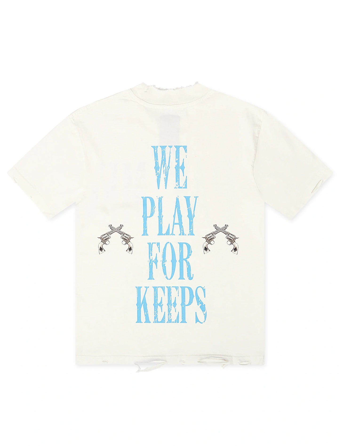 November Reign We Play For Keep Hand Shredded Tee - White Denim Exchange