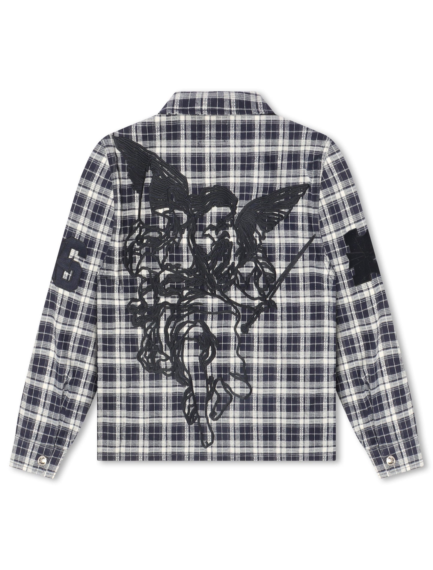 Revenge Valkyrie Embroidered Flannel - Navy Denim Exchange