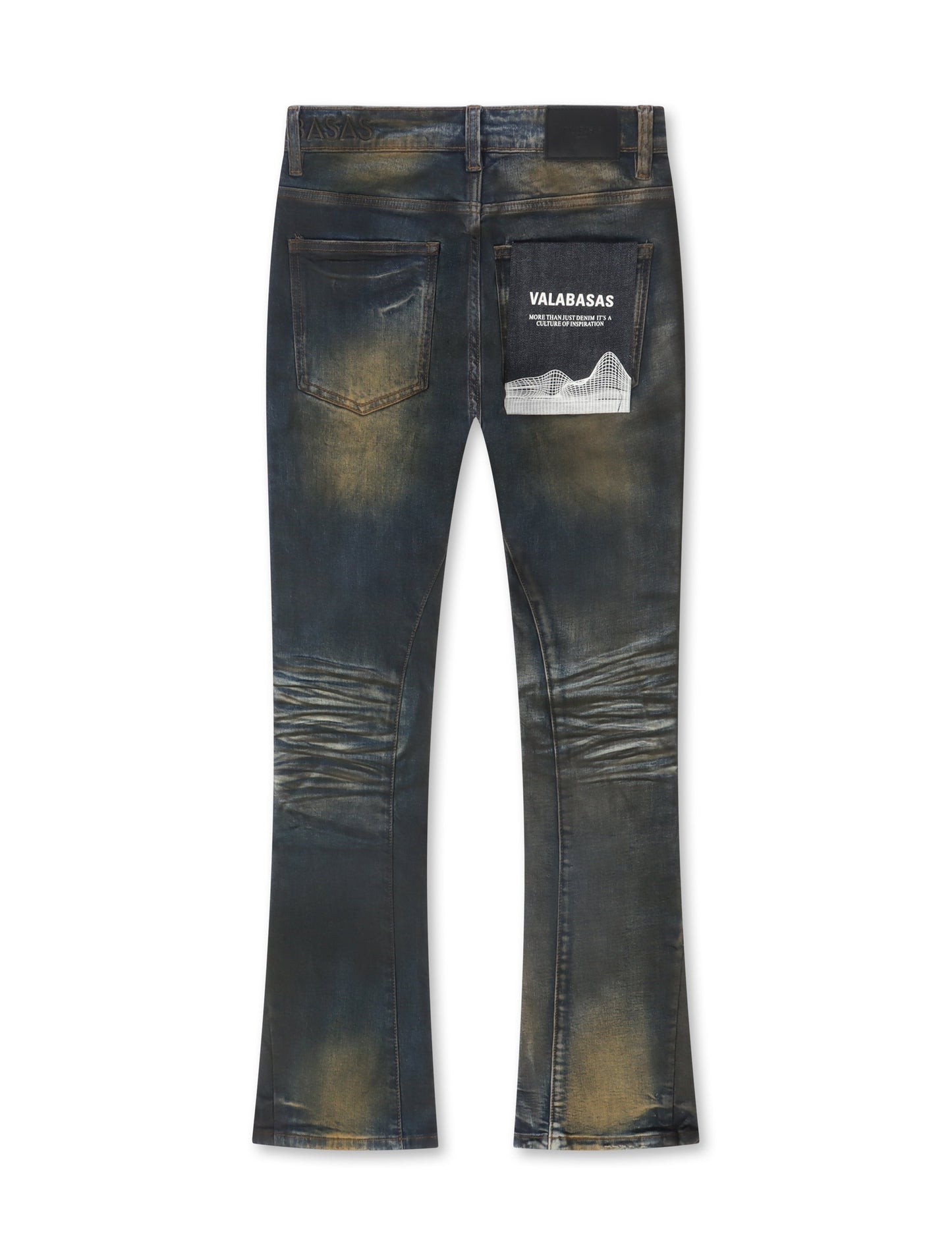 Valabasas Fax Stacked Denim Jeans - Vintage Blue Wash Denim Exchange