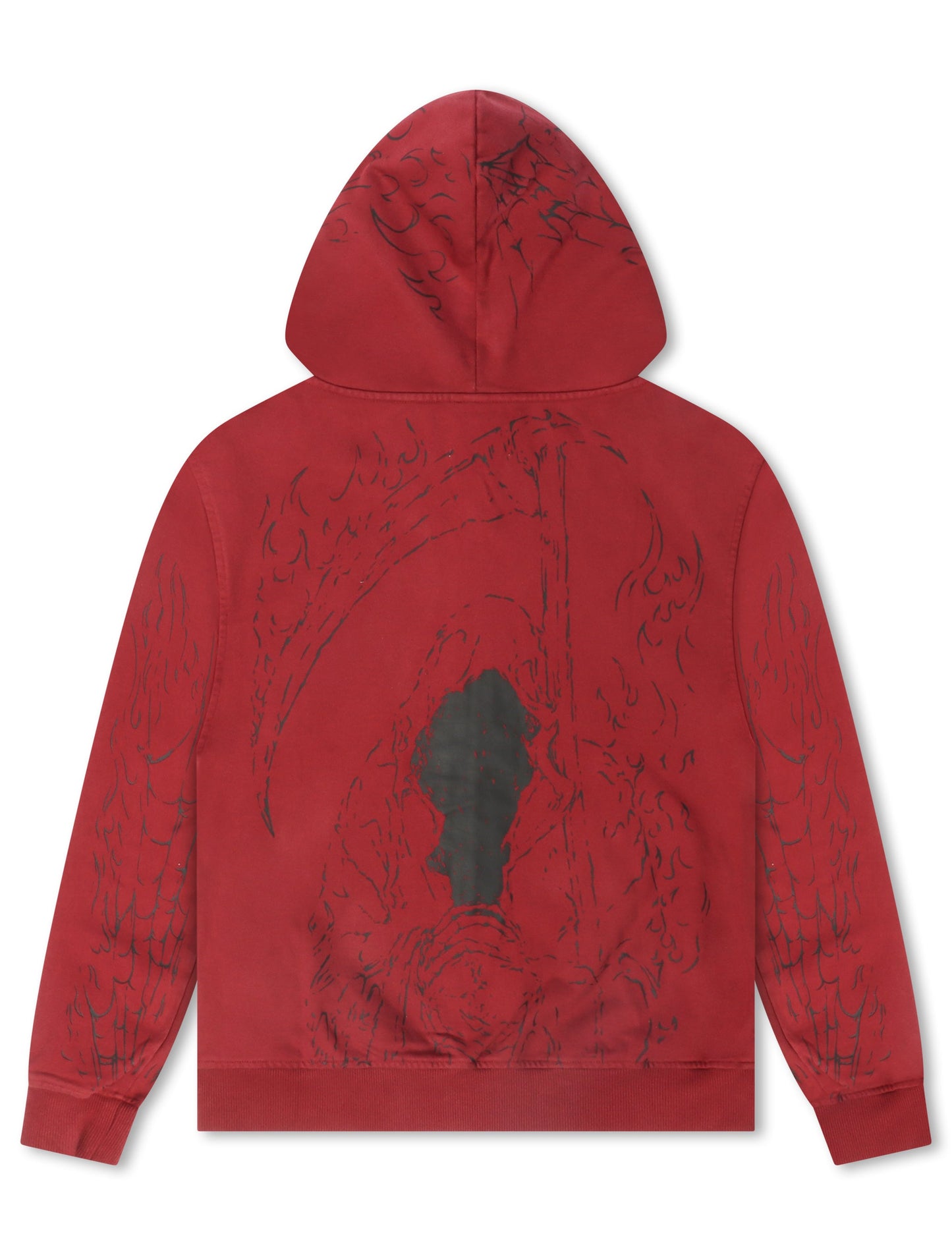 Revenge Tattoo Zip Jacket - Red/Black Denim Exchange