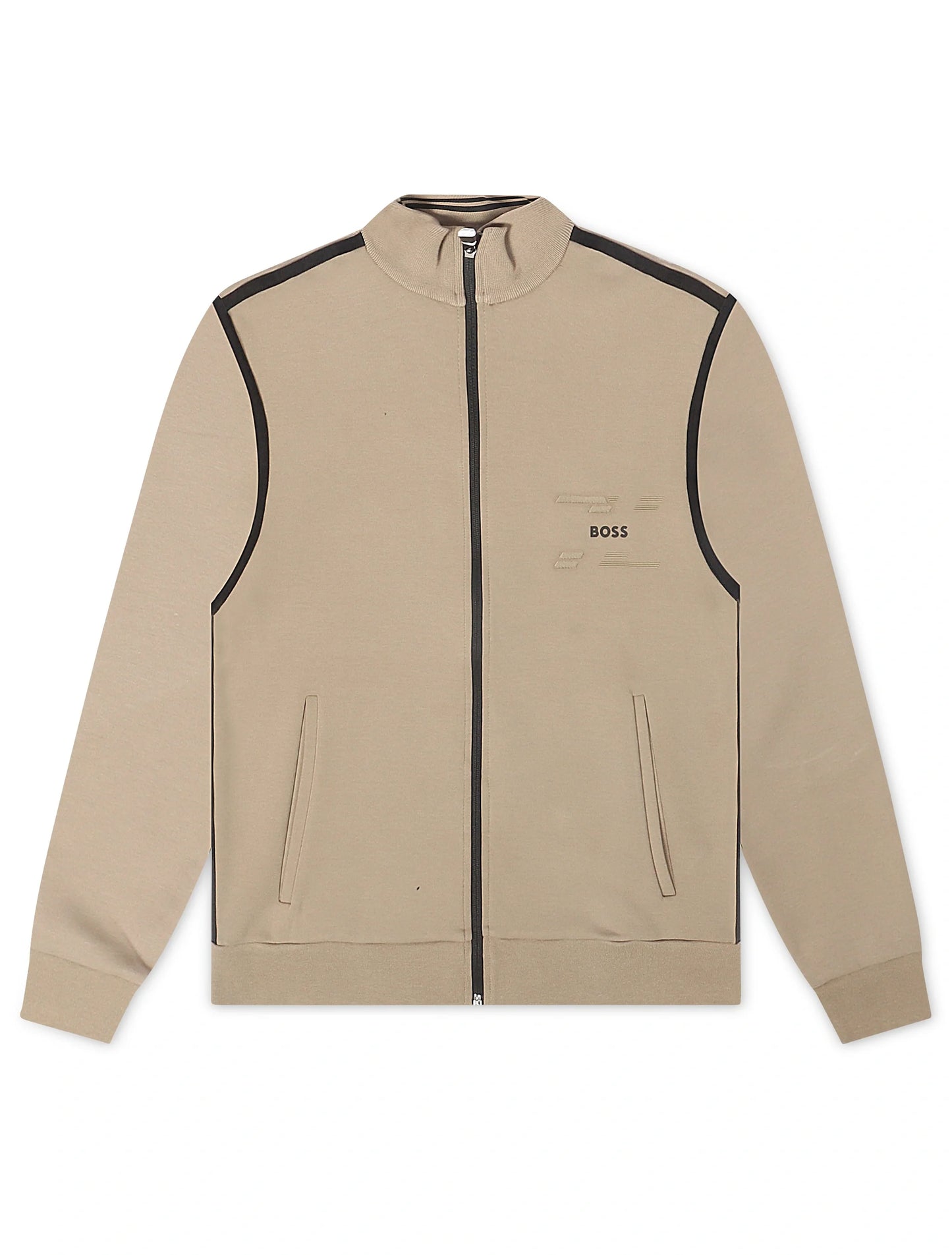 Boss Skaz Tape Zip Jacket - Beige Denim Exchange