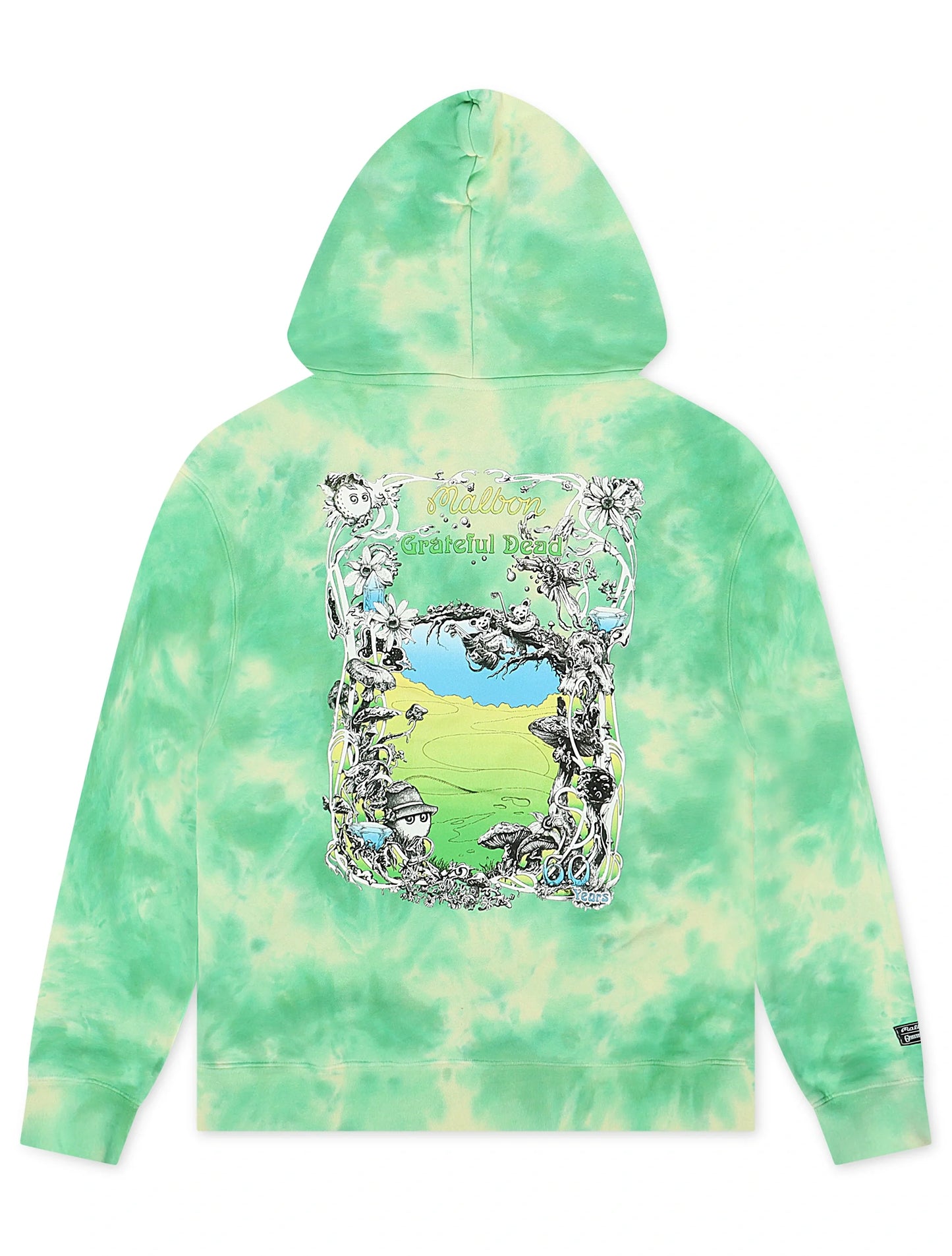 Malbon Grateful Dead Fesque Hoodie - Green Tie Dye Denim Exchange